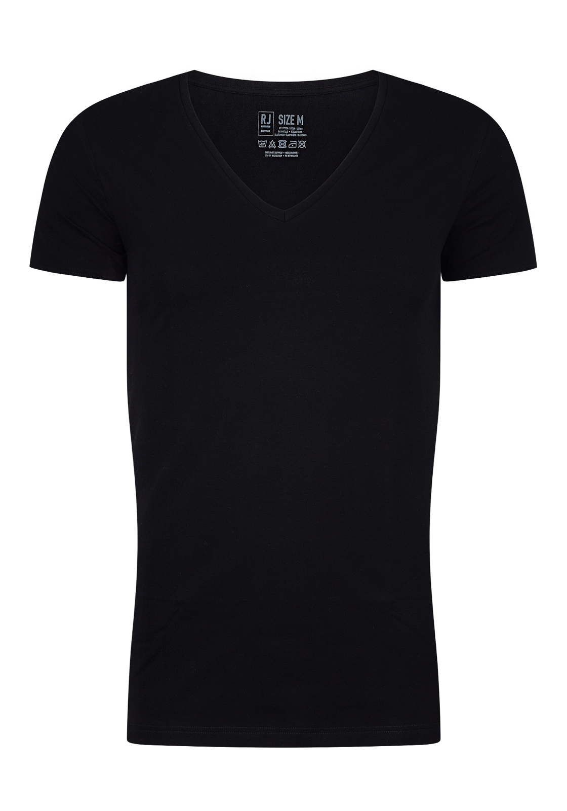 RJ_bodywear-ondergoed-37-052-Nijmegen-black-single RJ Bodywear Everyday Nijmegen T-shirts (2-pack), heren stretch T-shirts diepe V-hals, zwart