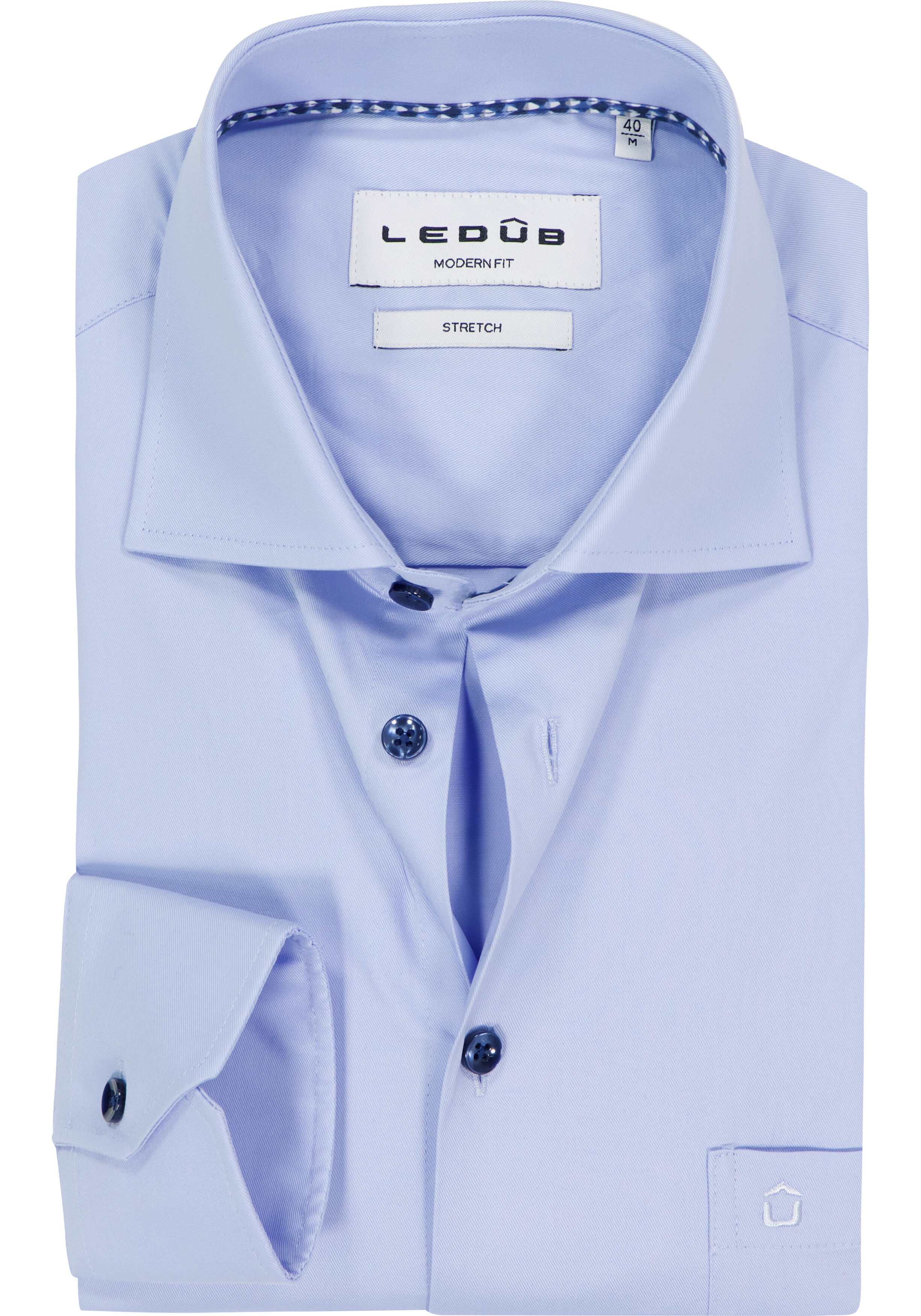 Ledub modern fit overhemd, popeline, lichtblauw