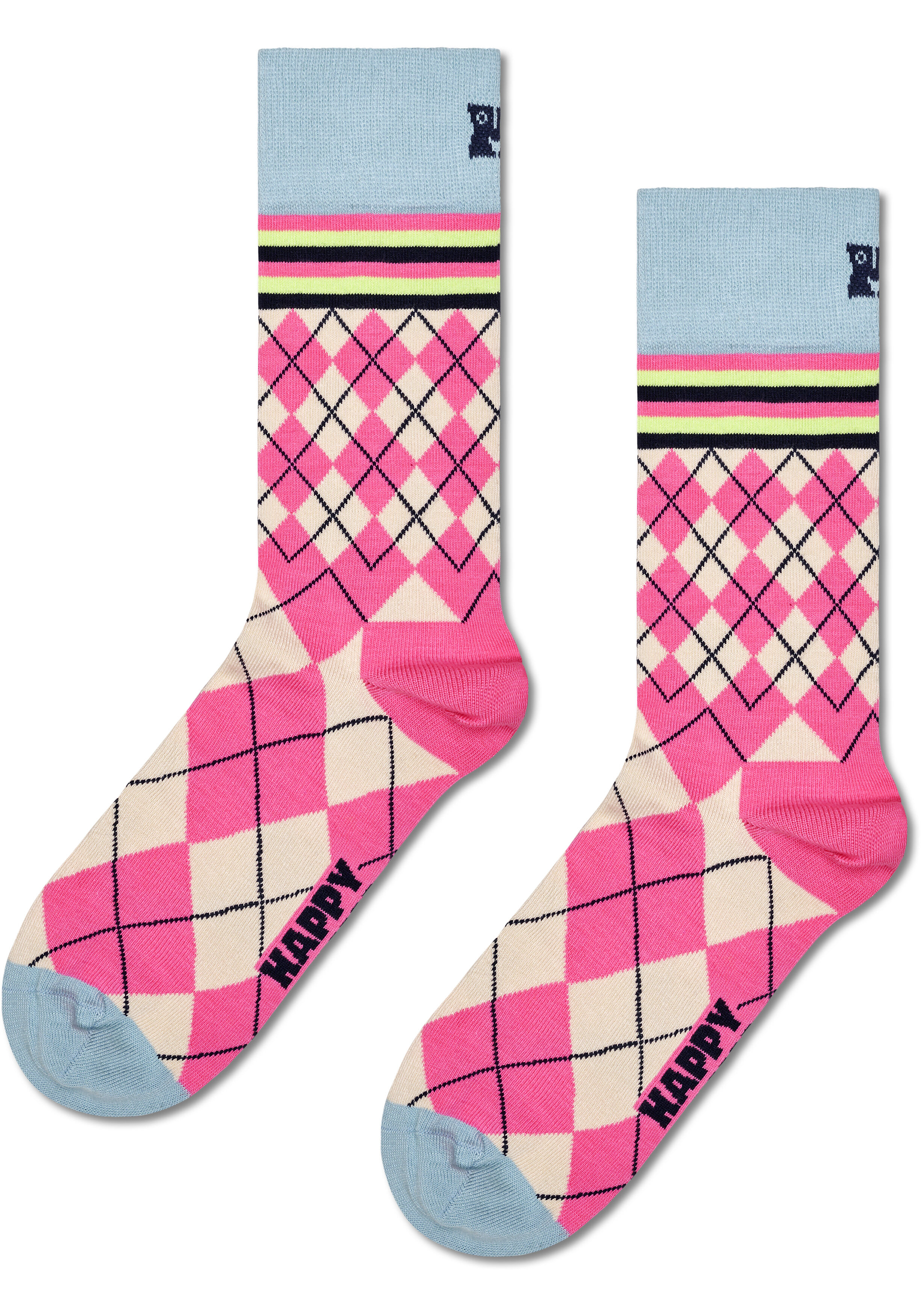 Happy Socks Mixed Argyle Sock, unisex sokken, roze
