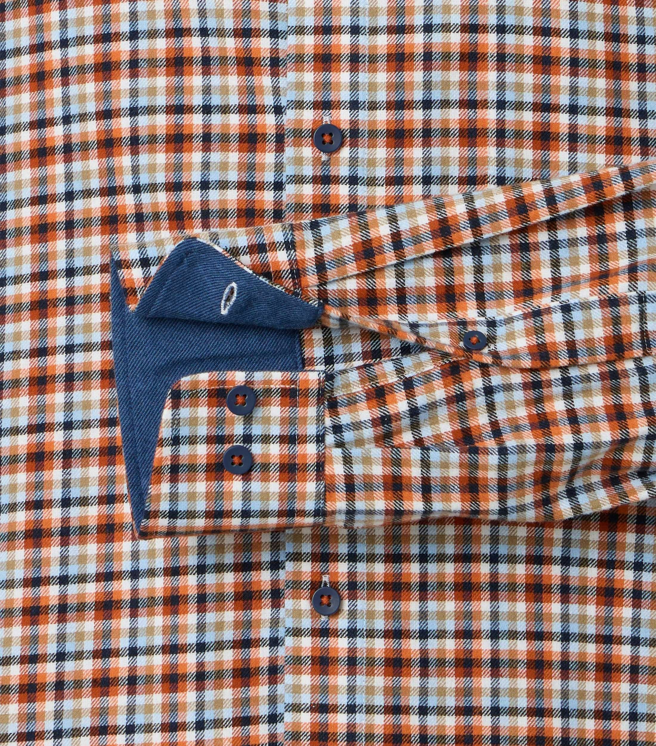Redmond comfort fit overhemd, flanel, oranje geruit