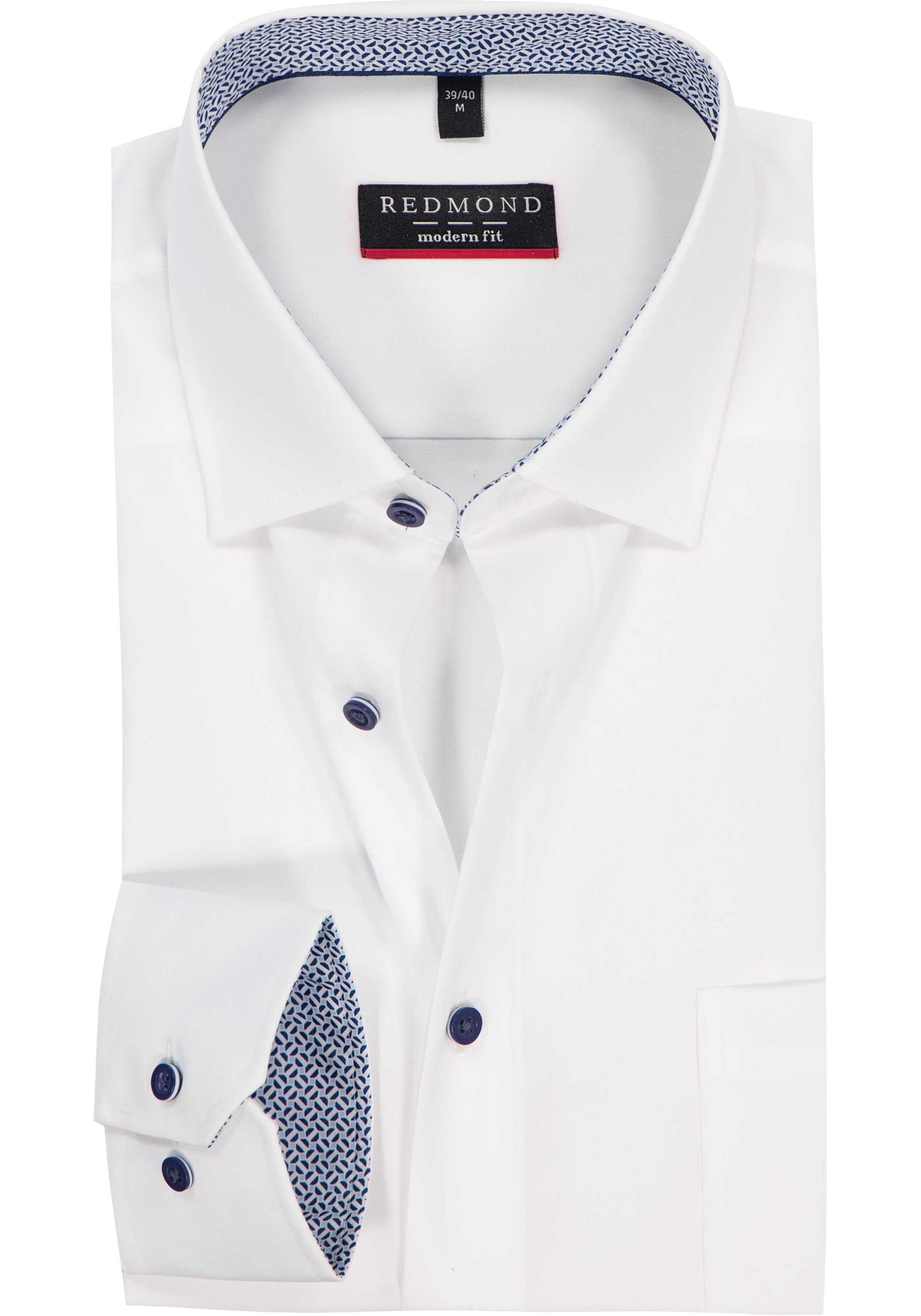 Redmond modern fit overhemd, twill, wit