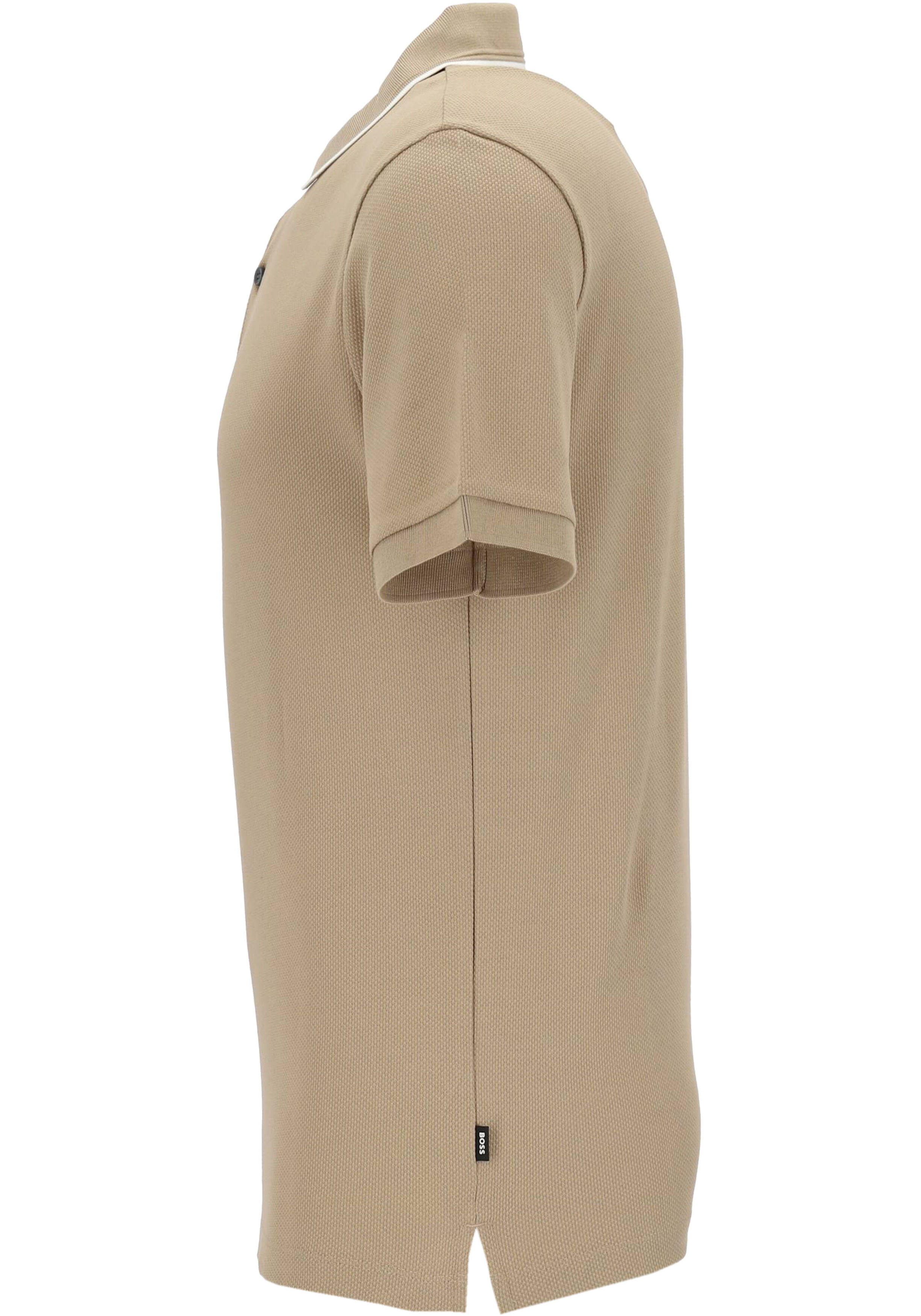 BOSS Prout regular fit heren polo, pique, licht beige