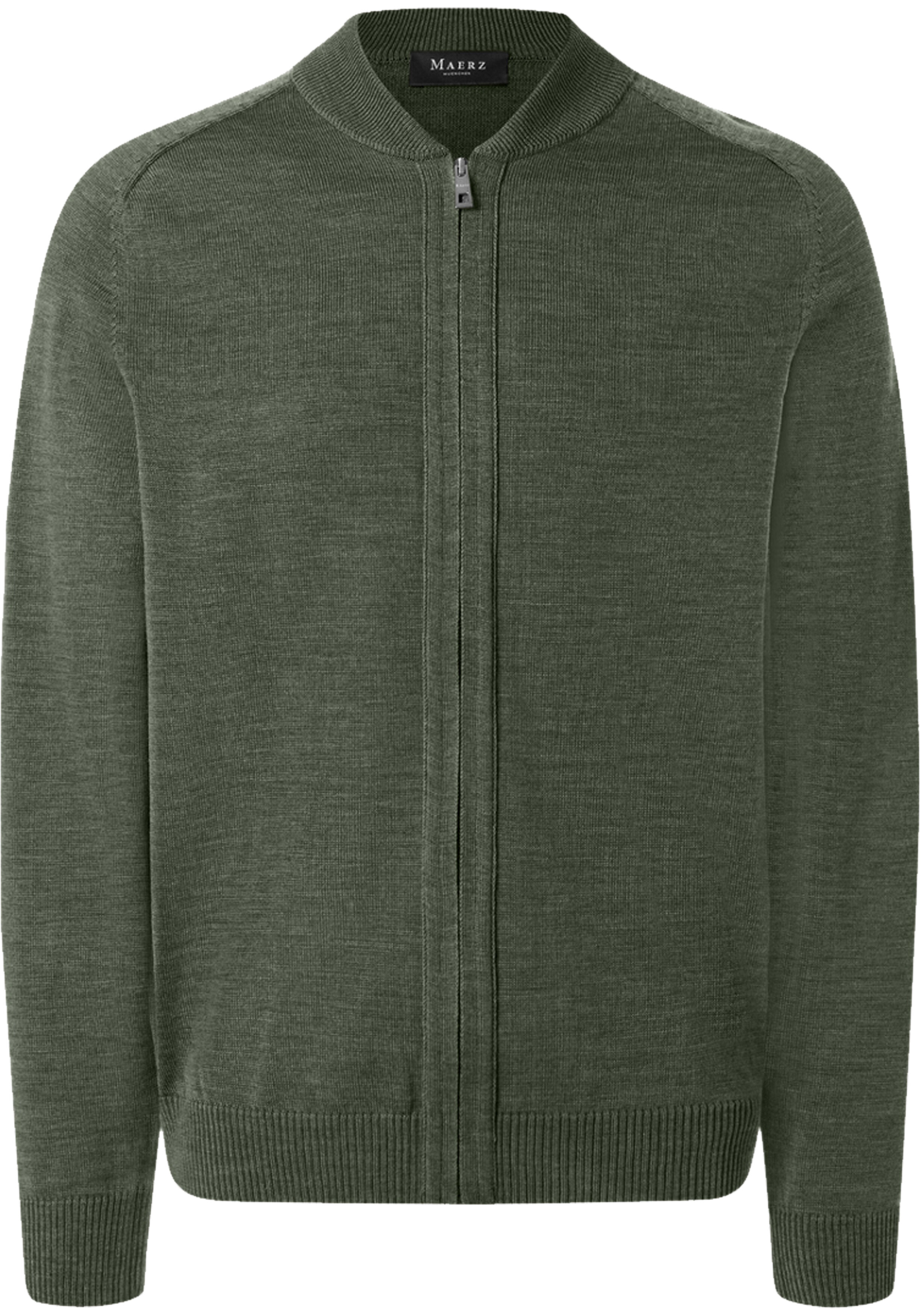 MAERZ Classic Fit heren vest met rits wol, groen