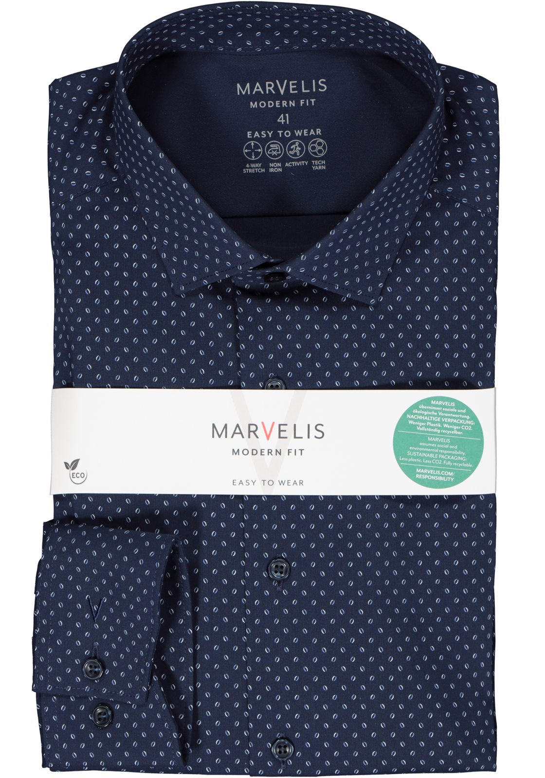 2-4062534779308_marvelis-overhemd_HR MARVELIS modern fit overhemd, popeline, donkerblauw dessin