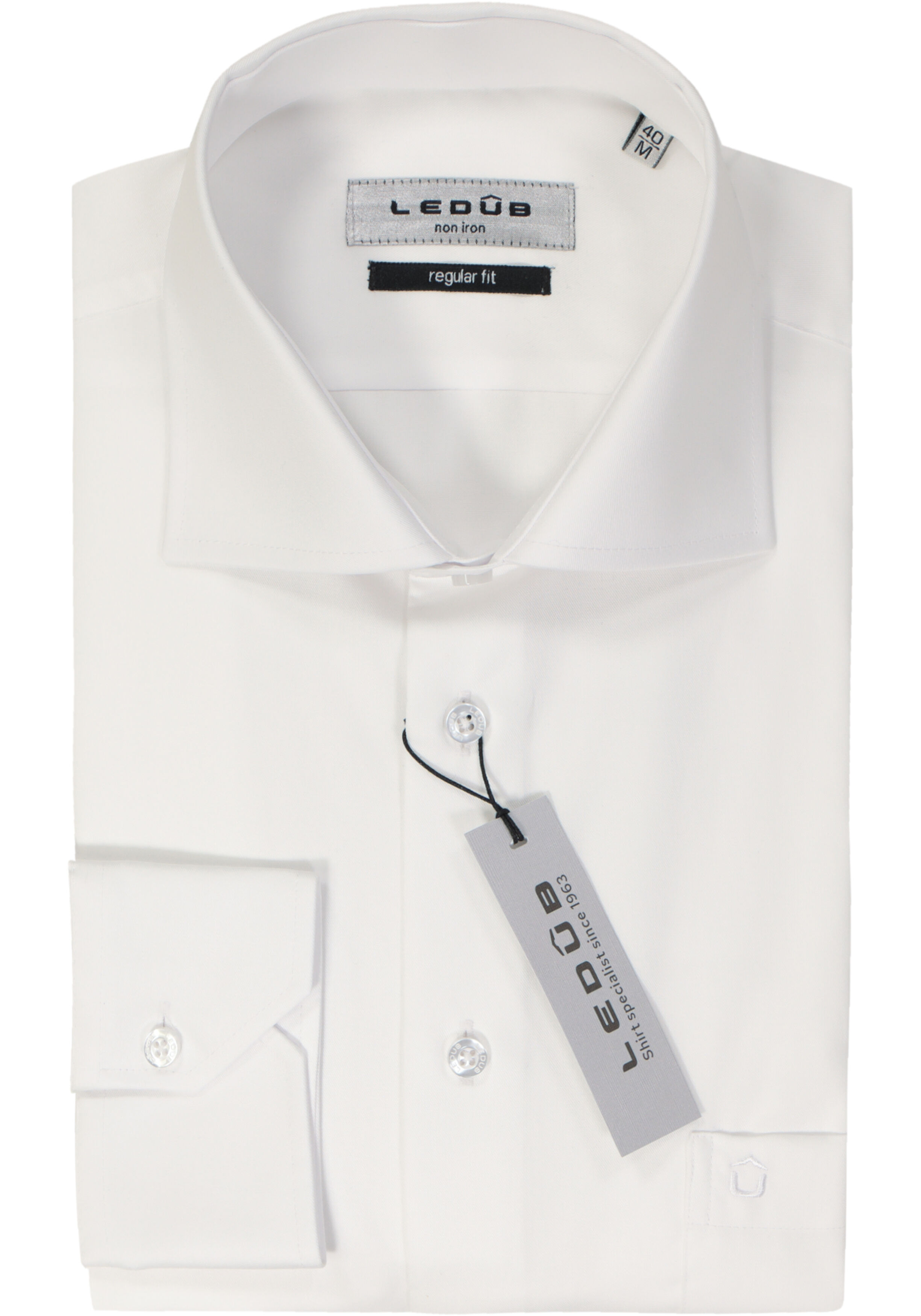 Ledub regular fit overhemd, wit twill 