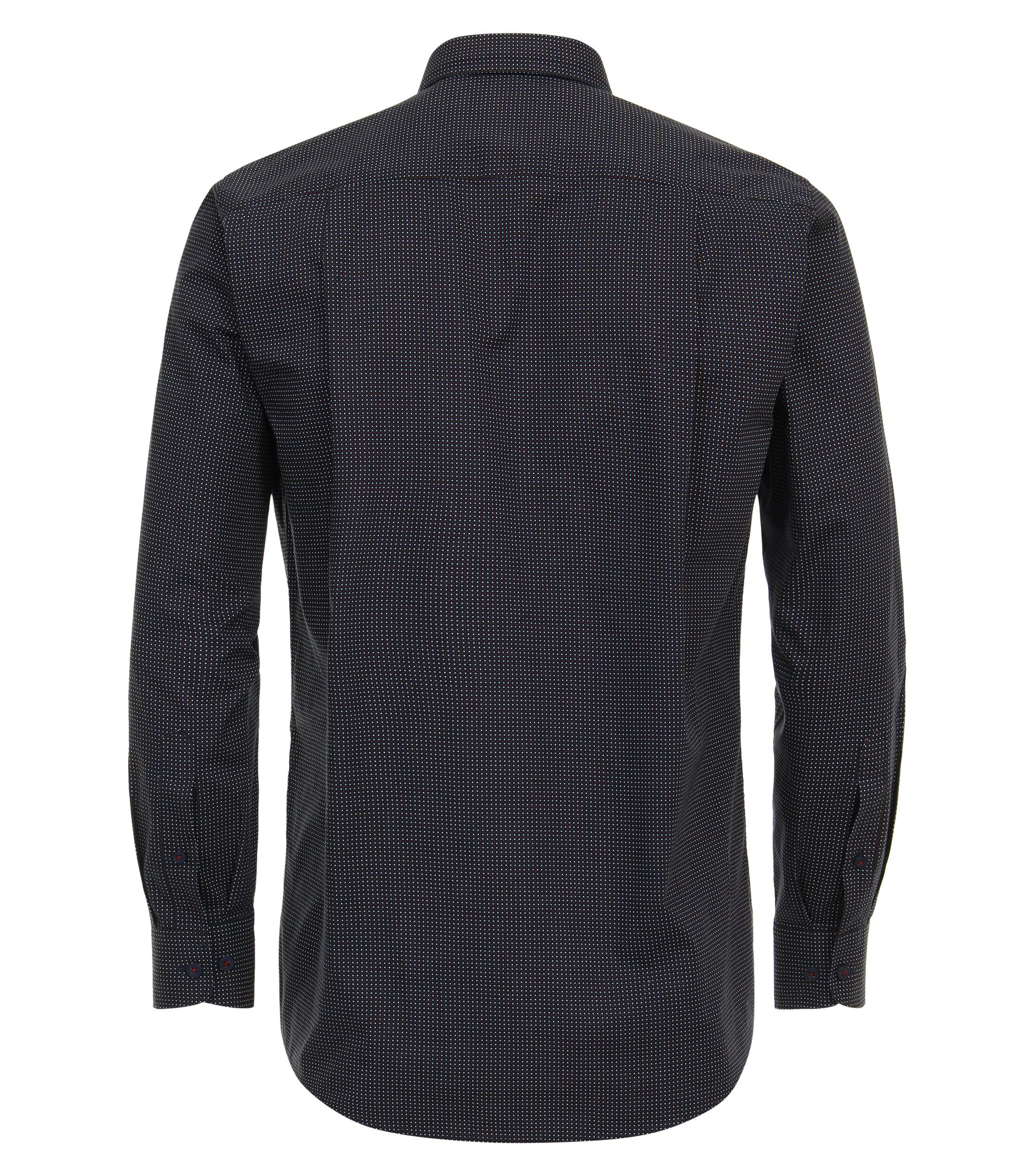 Redmond modern fit overhemd, popeline, blauw met rood en wit dessin