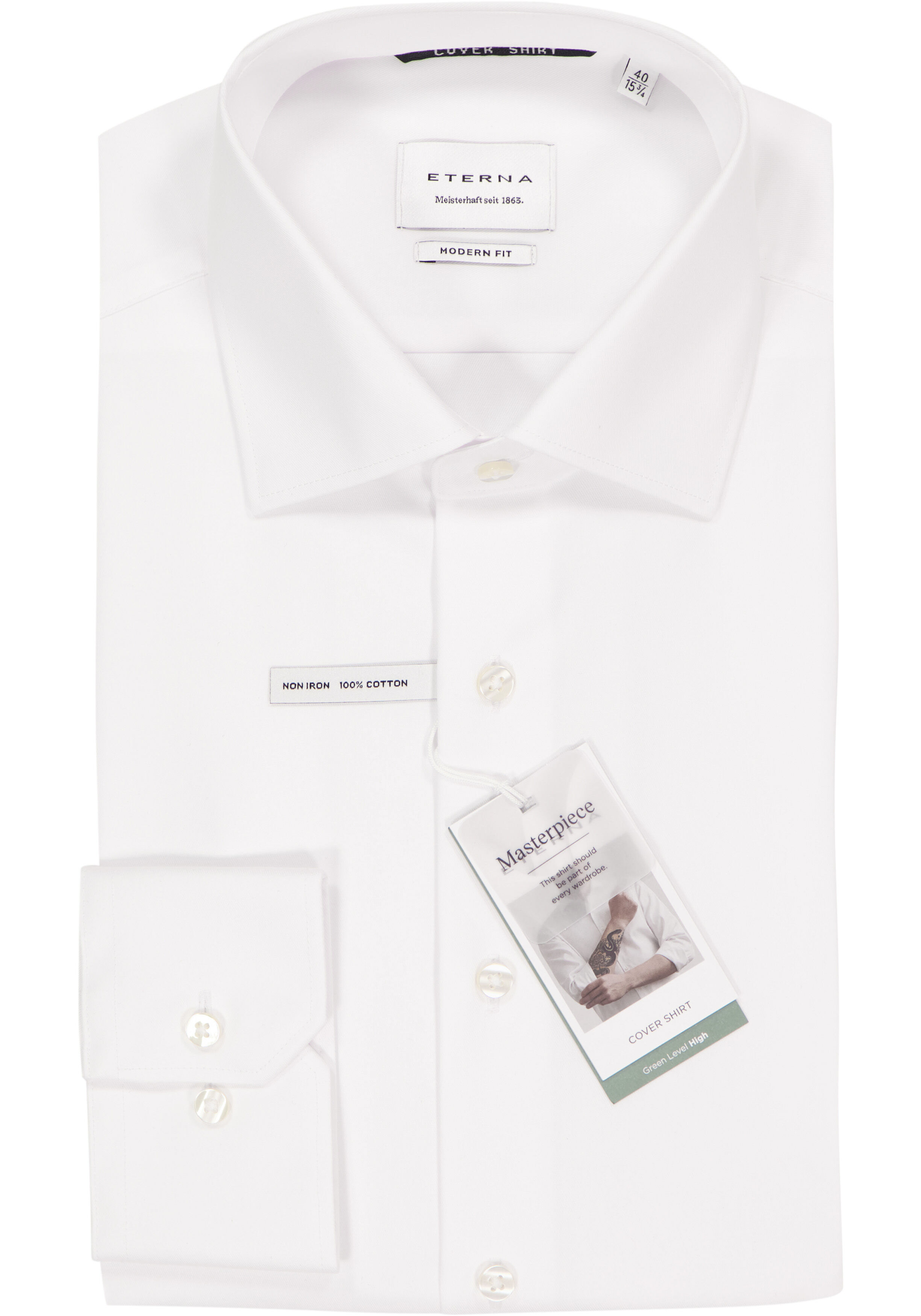 ETERNA modern fit overhemd, niet doorschijnend twill heren overhemd, wit