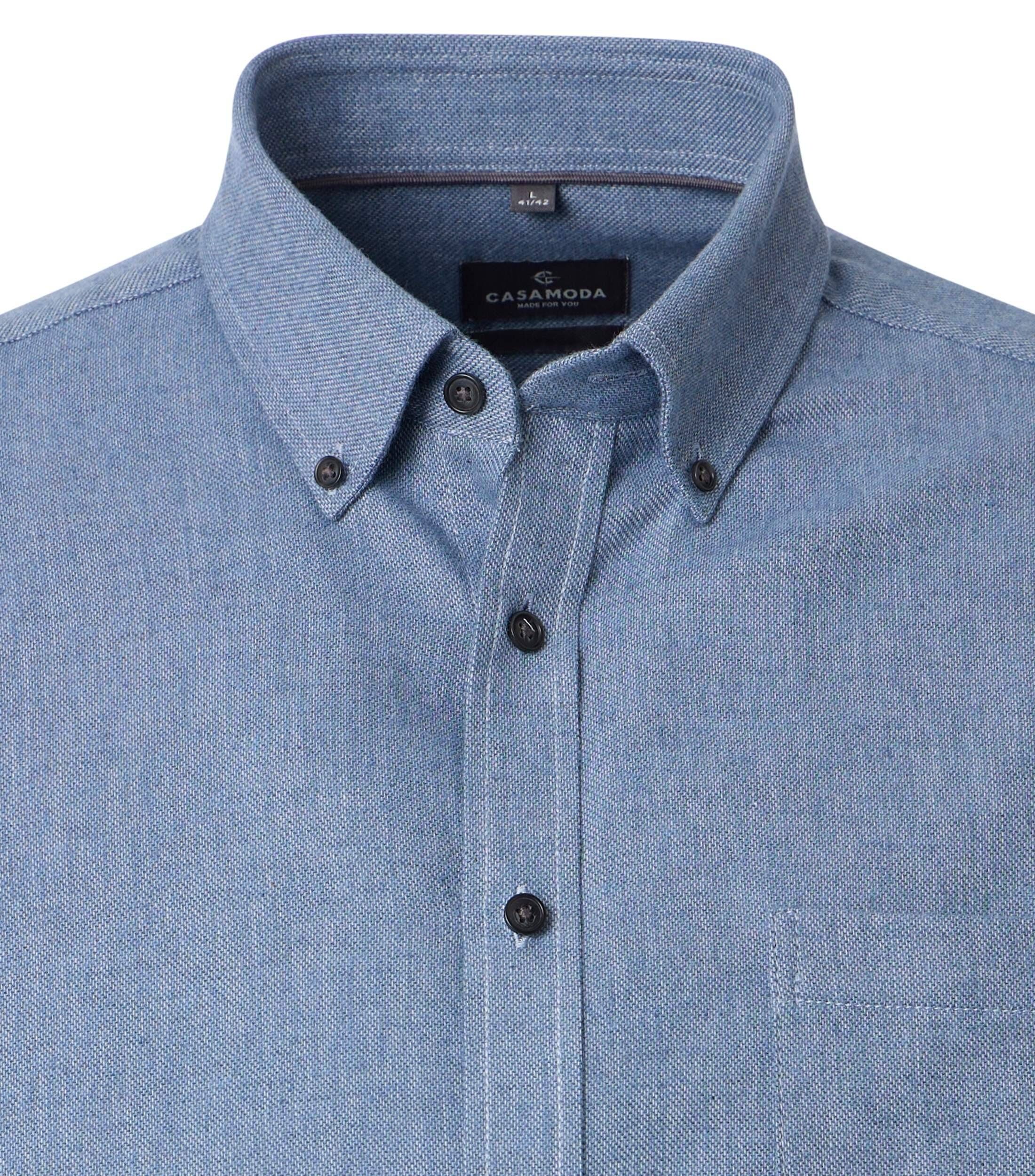 CASA MODA Sport casual fit overhemd, structuur, middenblauw