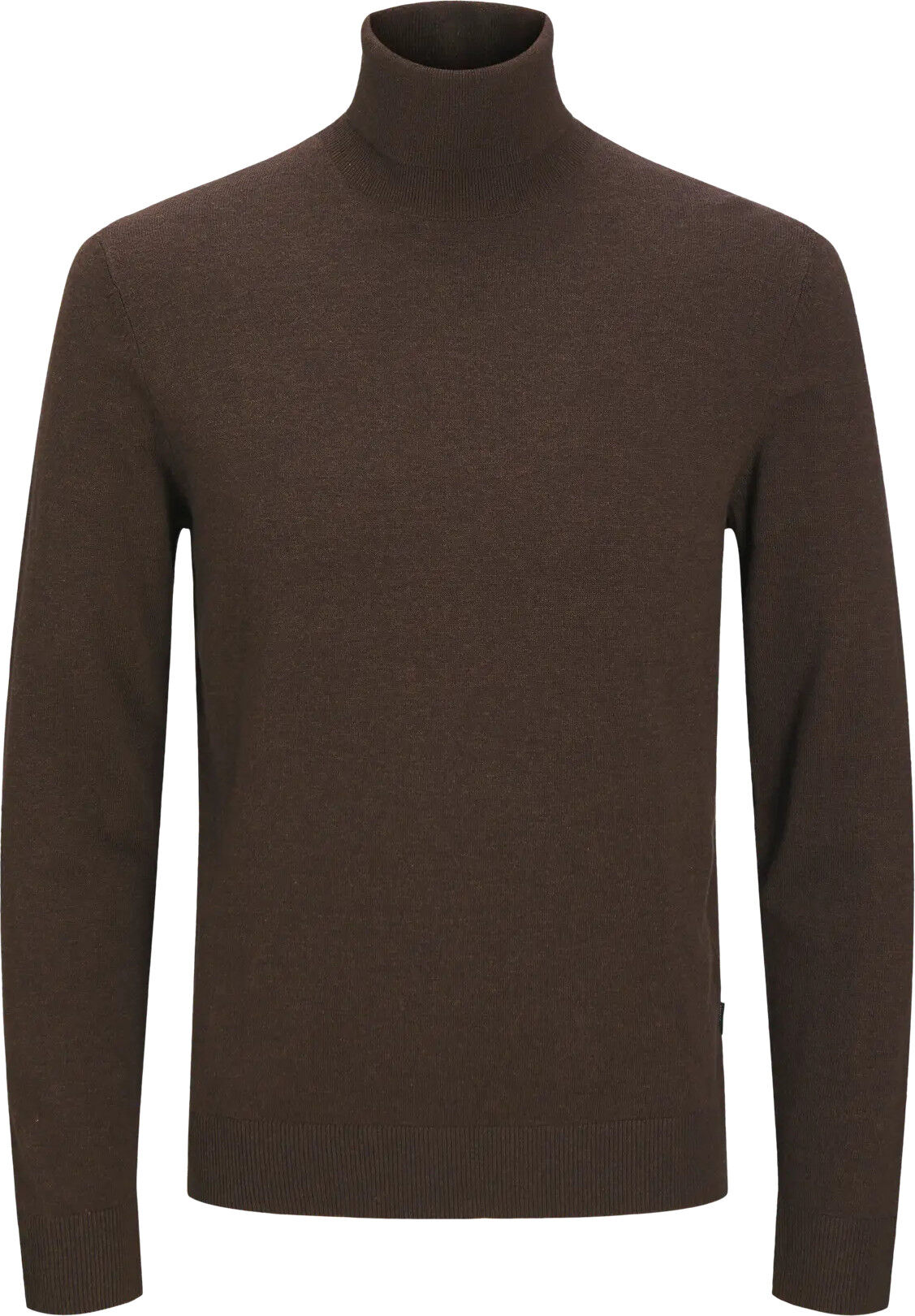 JACK & JONES Emil knit roll neck slim fit, heren pullover viscosemengsel met col, bruin (mulch twist)