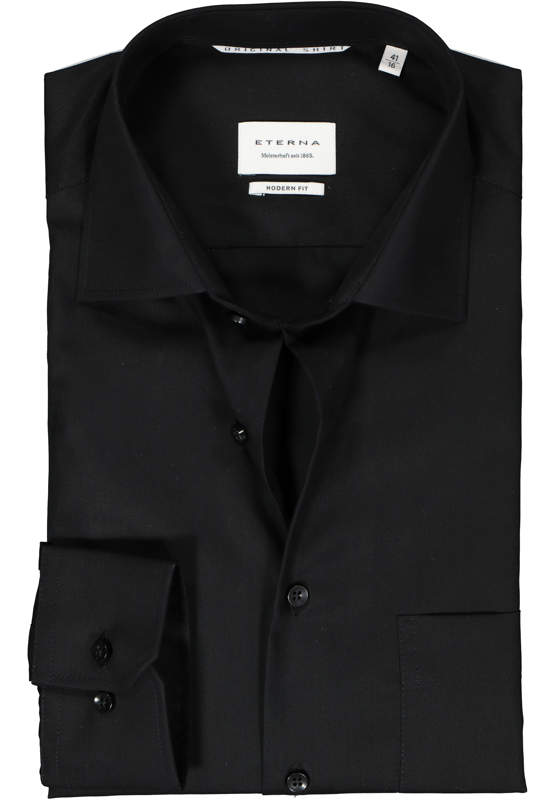 ETERNA modern fit overhemd, popeline, zwart ETERNA modern fit overhemd, popeline, zwart