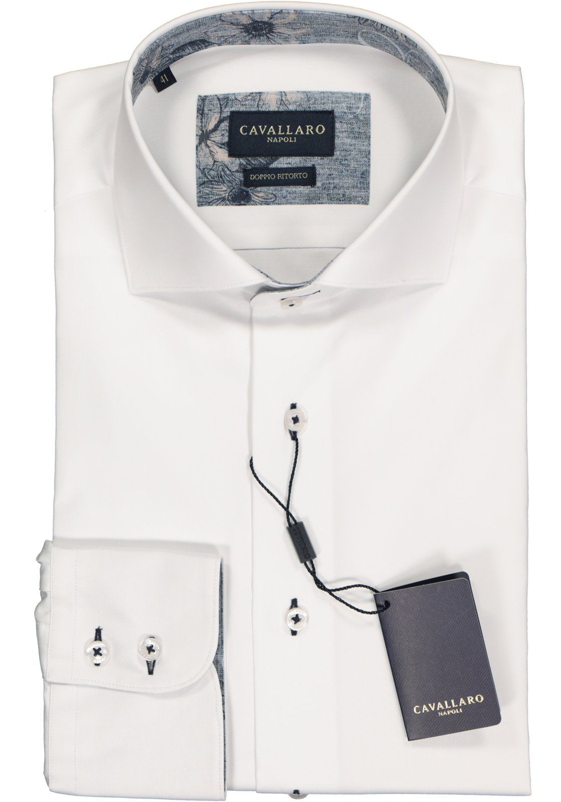 2-8719939902683_cavallaro_overhemd__HR Cavallaro Napoli Barnardo slim fit overhemd, twill, wit