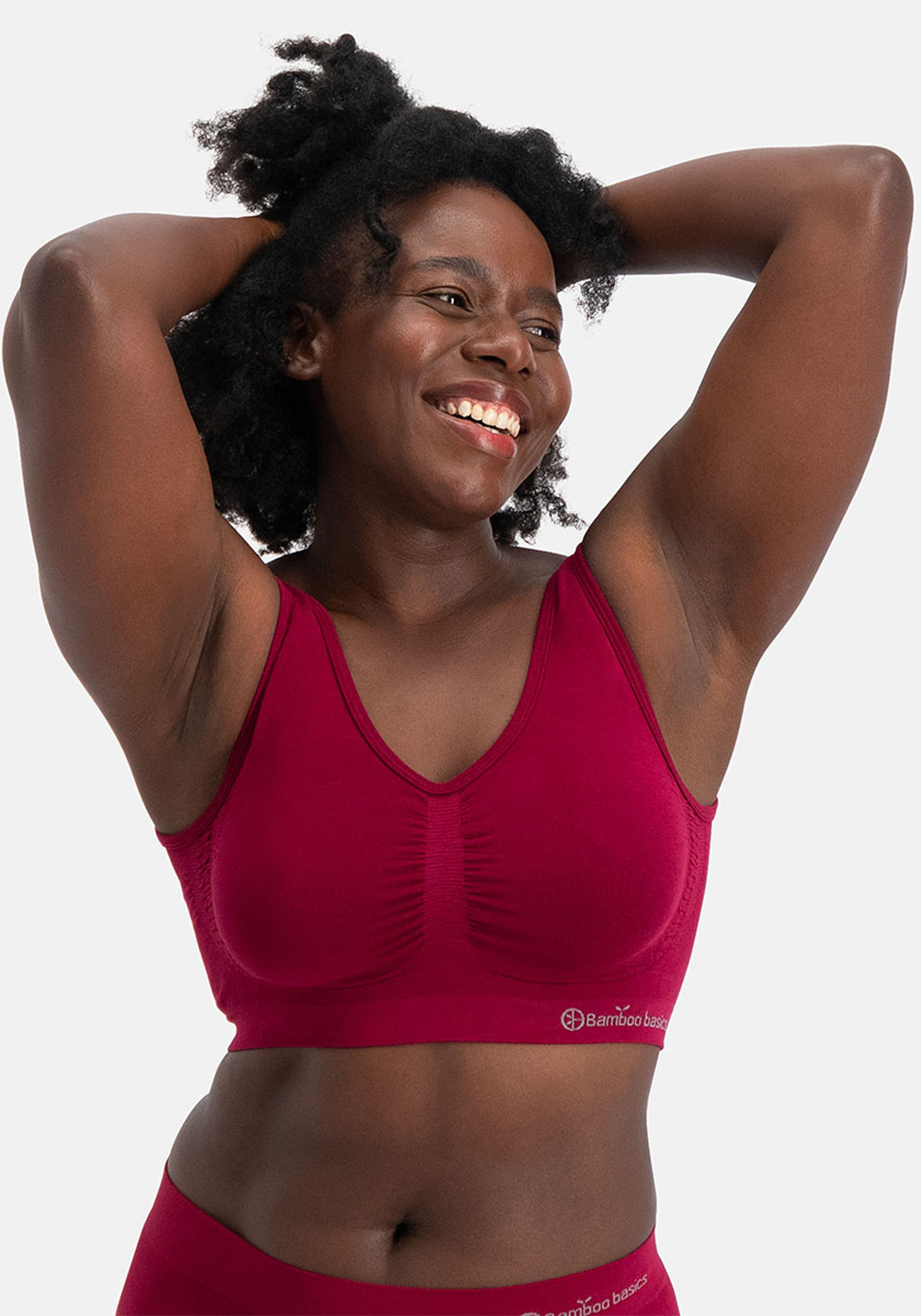 Bamboo Basics Nova seamless bra (2-pack), dames beugelloze BH naadloos, bordeaux rood