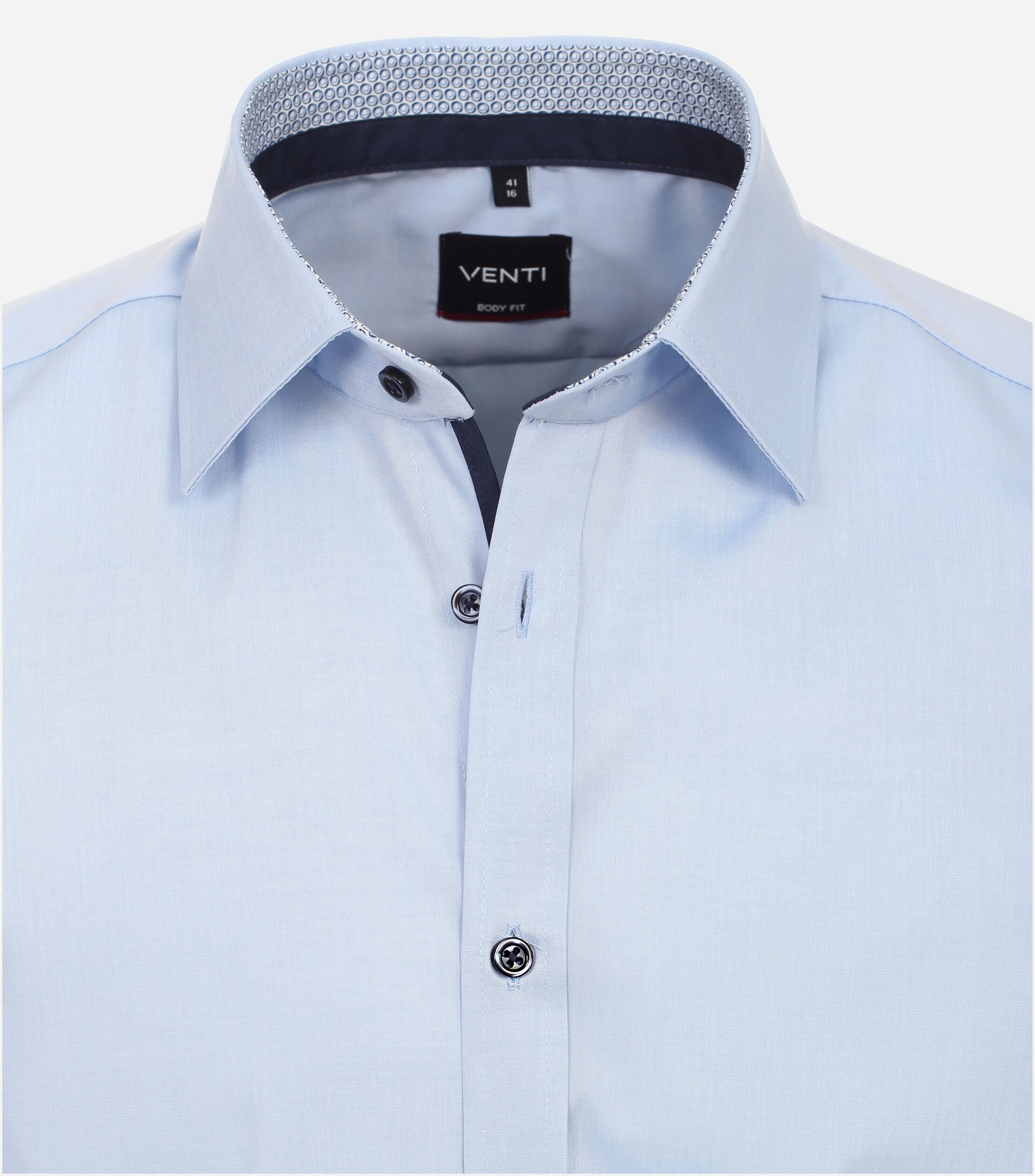 VENTI body fit overhemd, korte mouw, popeline, blauw
