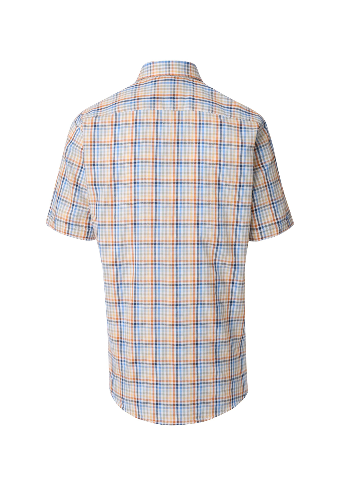 CASA MODA Sport casual fit overhemd, korte mouw, dobby, wit met oranje, blauw en geel dessin CASA MODA Sport casual fit overhemd, korte mouw, dobby, wit met oranje, blauw en geel dessin