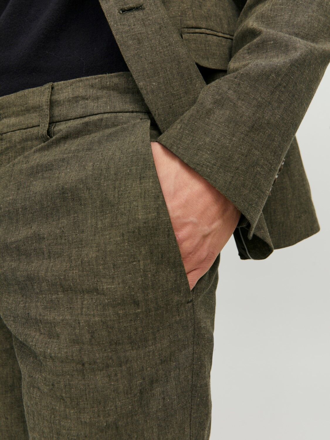 JACK & JONES Riviera Linen Trouser Fit slim fit, heren pantalon, groen