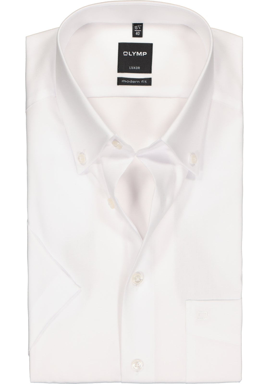 OLYMP Luxor modern fit overhemd, korte mouw, wit met button-down kraag OLYMP Luxor modern fit overhemd, korte mouw, wit met button-down kraag