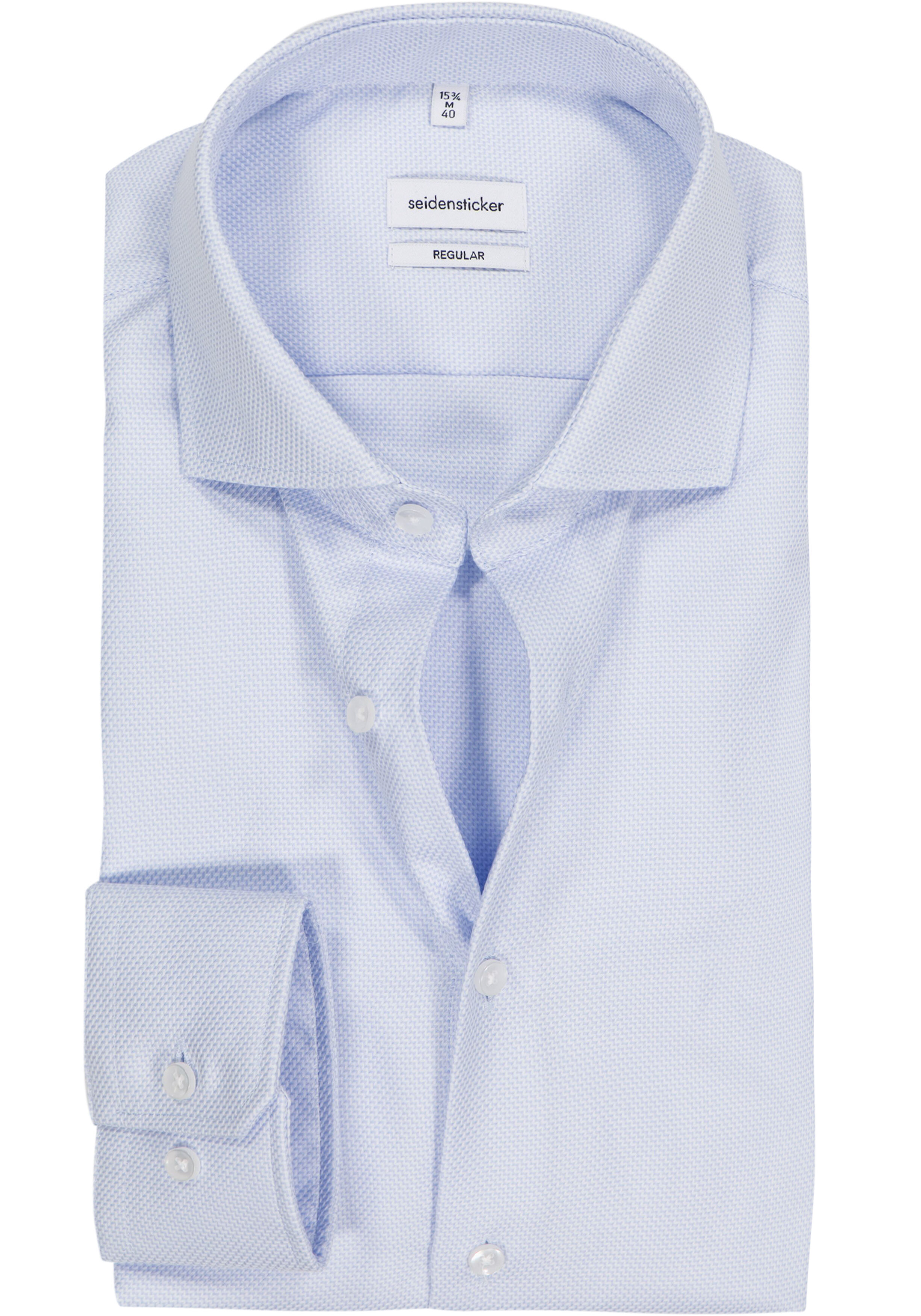 Seidensticker regular fit overhemd, mouwlengte 7, structuur, blauw