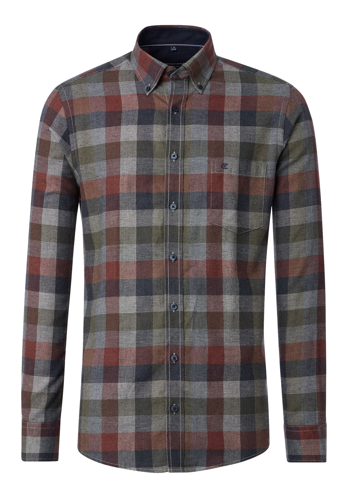 CASA MODA Sport casual fit overhemd, dobby, blauw, grijs, rood en groen geruit CASA MODA Sport casual fit overhemd, dobby, blauw, grijs, rood en groen geruit