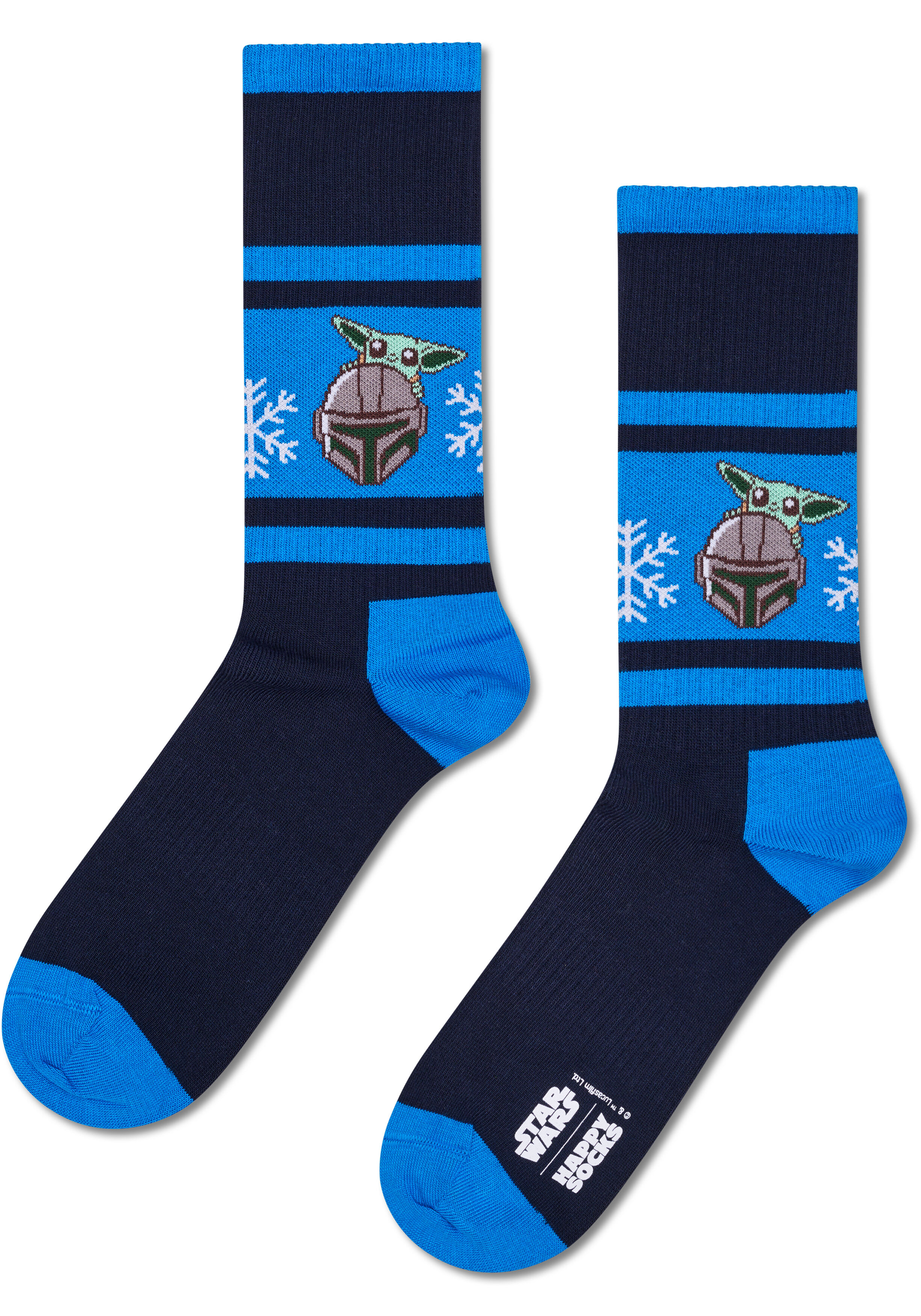 Happy Socks STAR WARS Mandalorian Snowflake Sneaker Sock, unisex sokken, navy