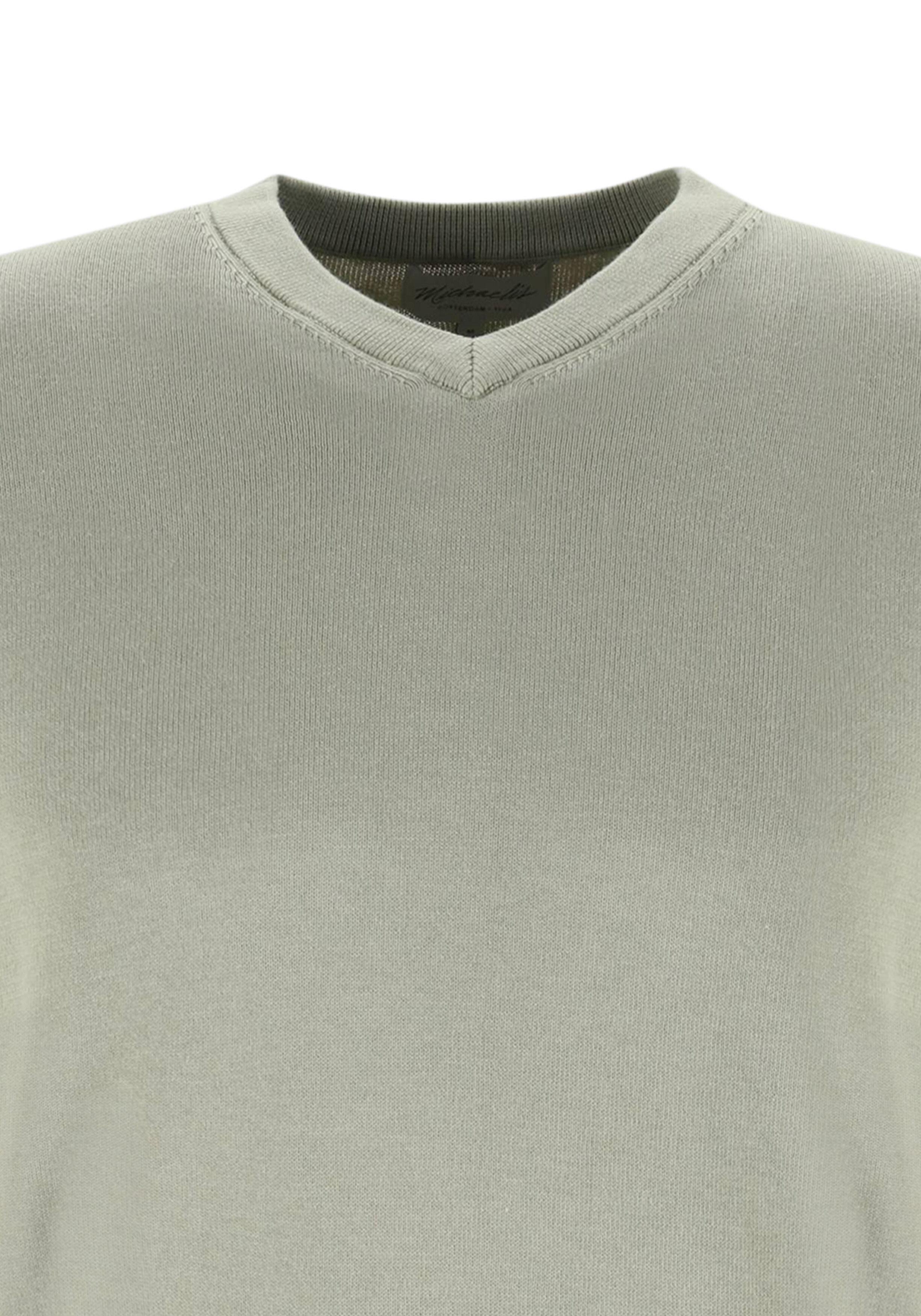 Michaelis heren trui katoenmengsel, slim fit trui met V-hals, groen