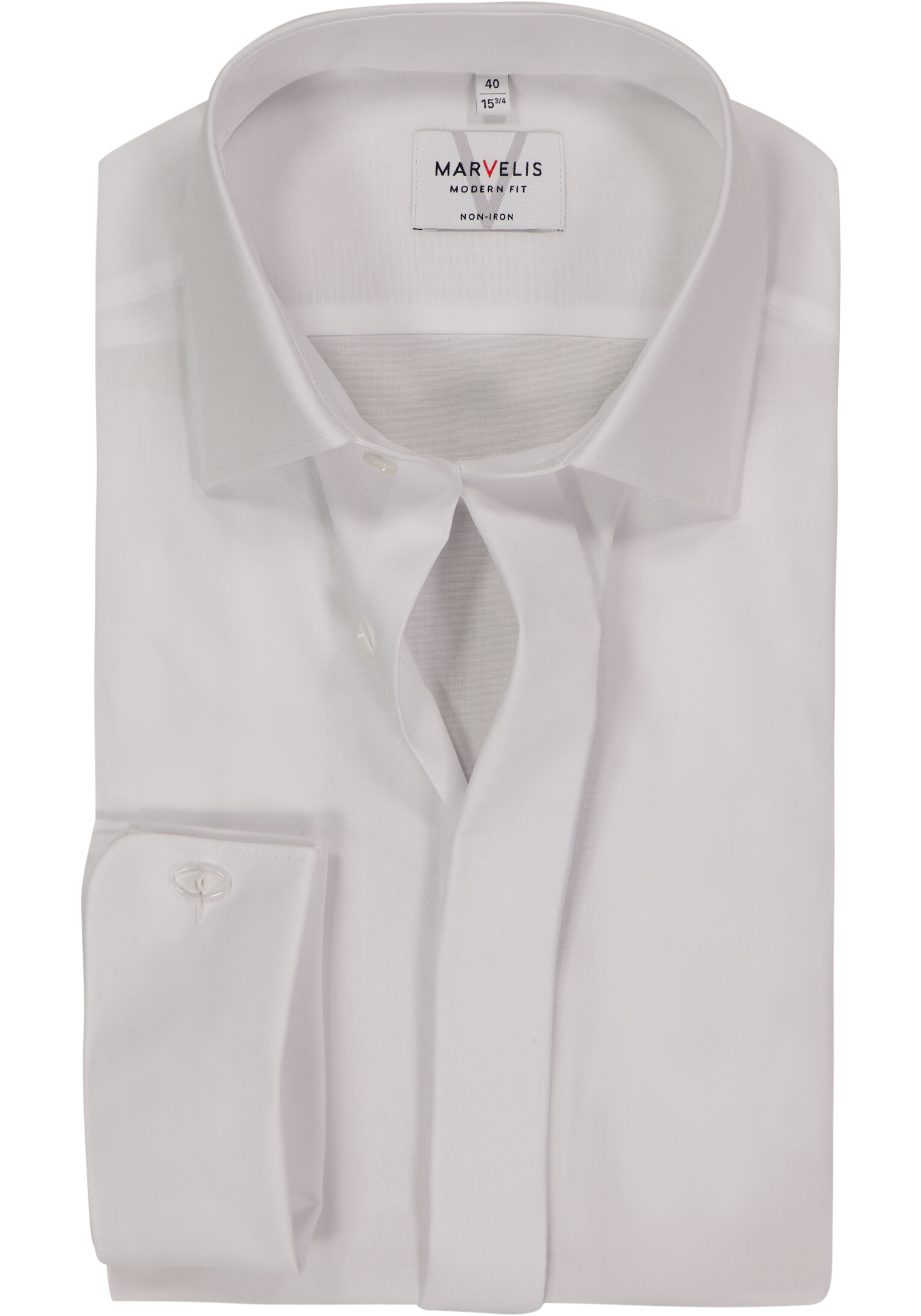 MARVELIS modern fit smoking overhemd, popeline, wit