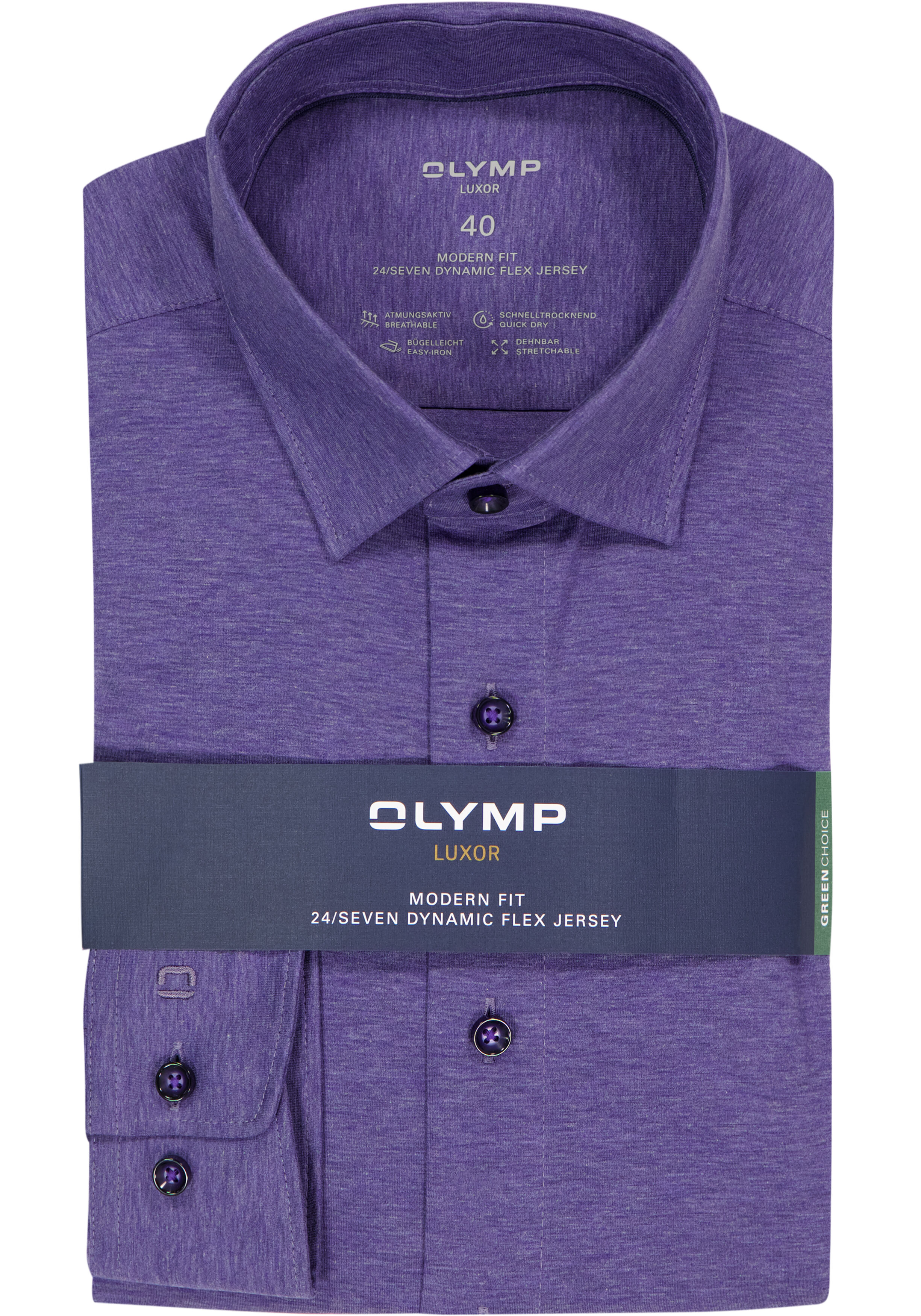 OLYMP 24/7 Luxor modern fit overhemd, tricot, paars