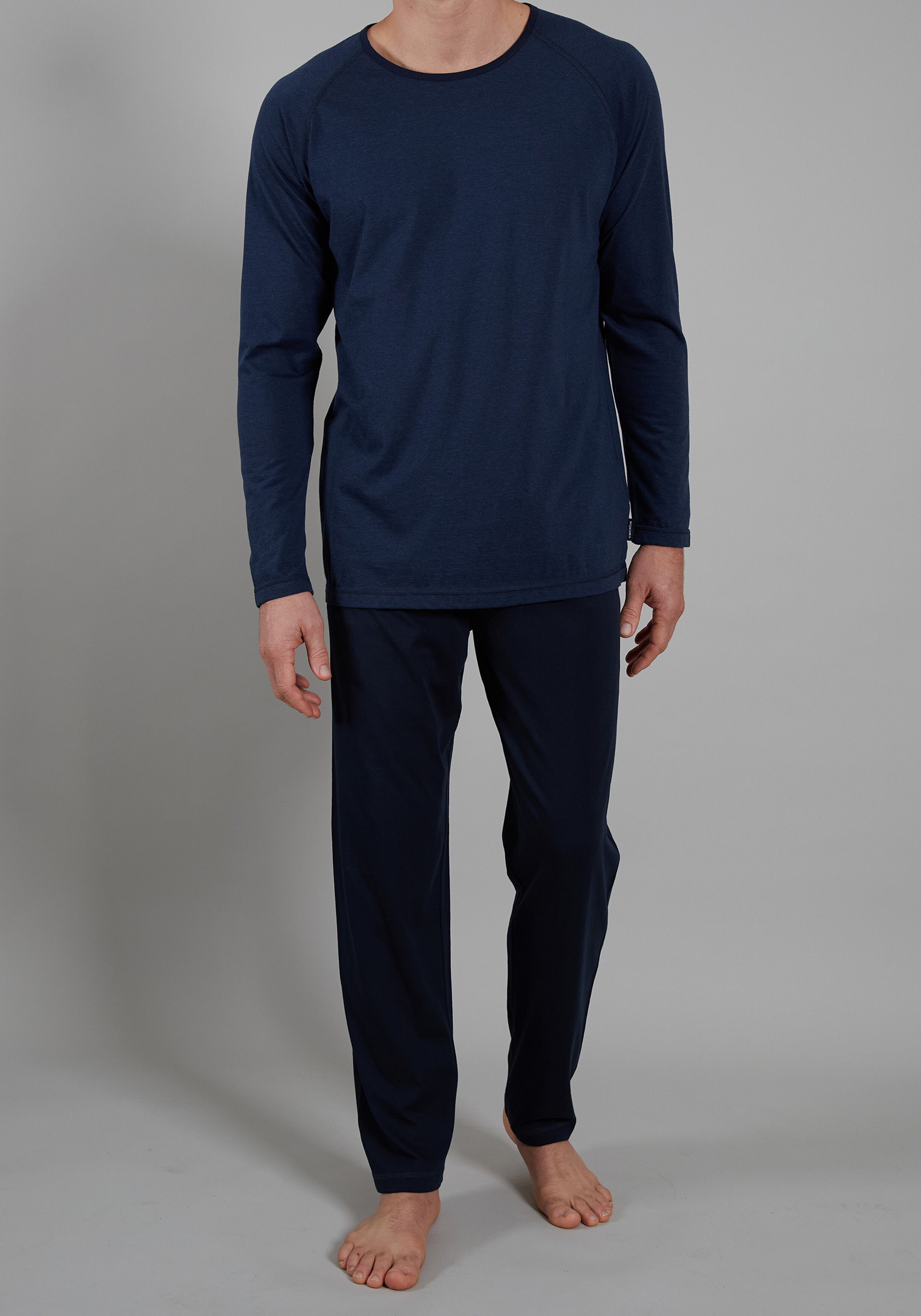 Ceceba heren pyjama O-hals, donkerblauw gestreept