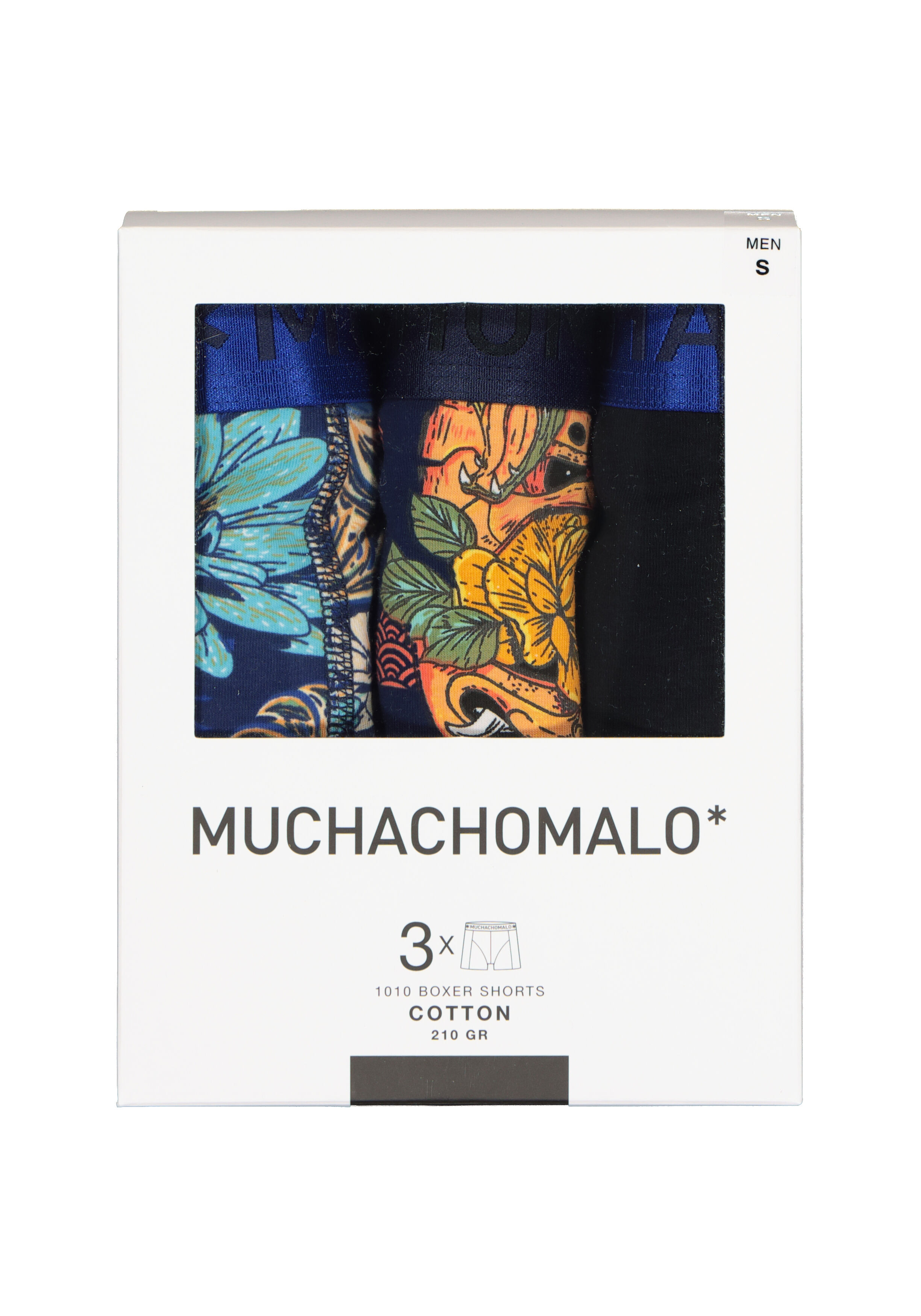 Muchachomalo heren boxershorts (3-pack), shorts Leafs Lick it, print, zwart