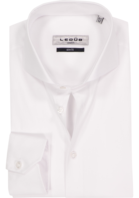 Ledub slim fit overhemd, mouwlengte 72 cm, popeline, wit Ledub slim fit overhemd, mouwlengte 72 cm, popeline, wit