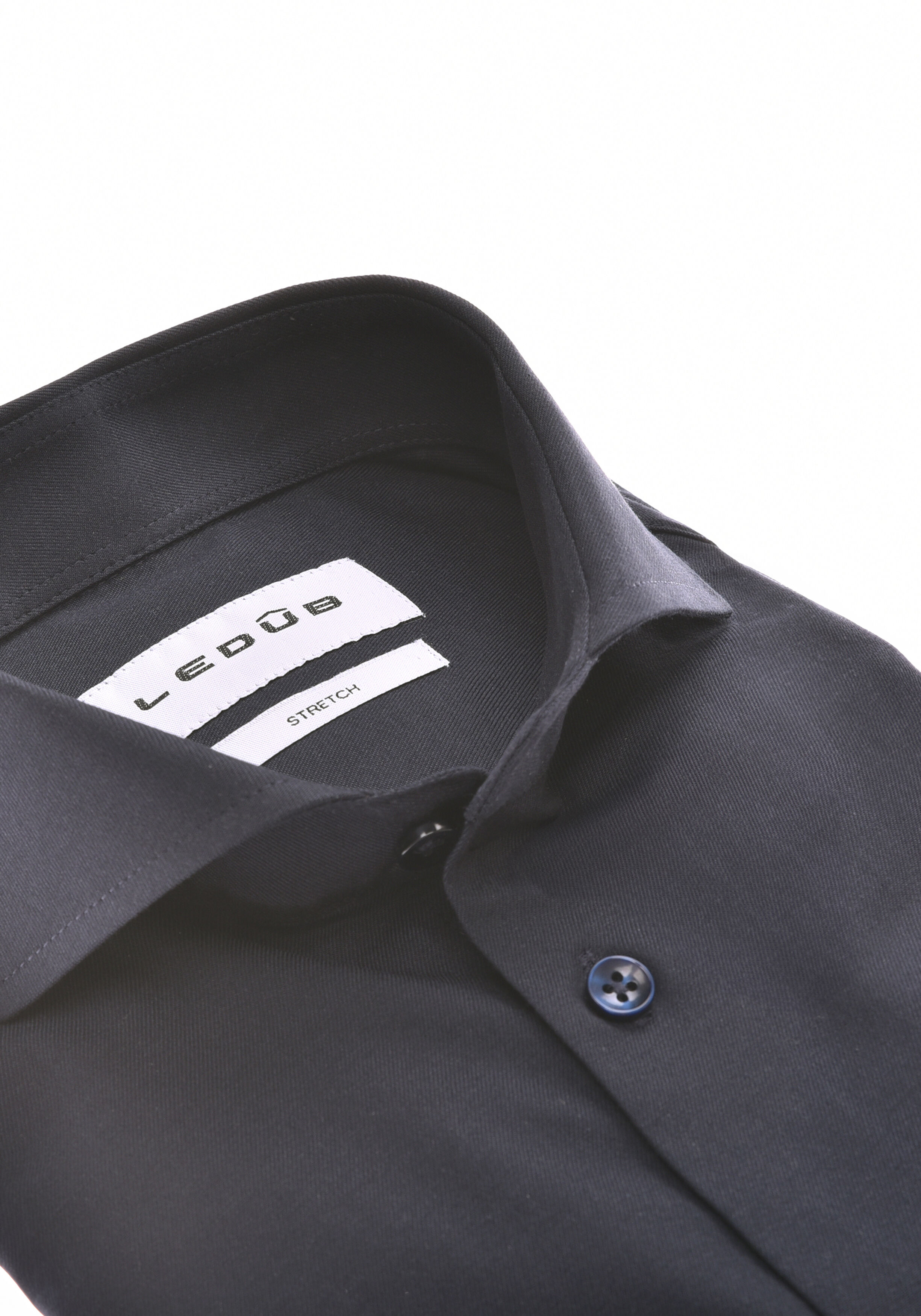 Ledub slim fit overhemd, popeline, donkerblauw