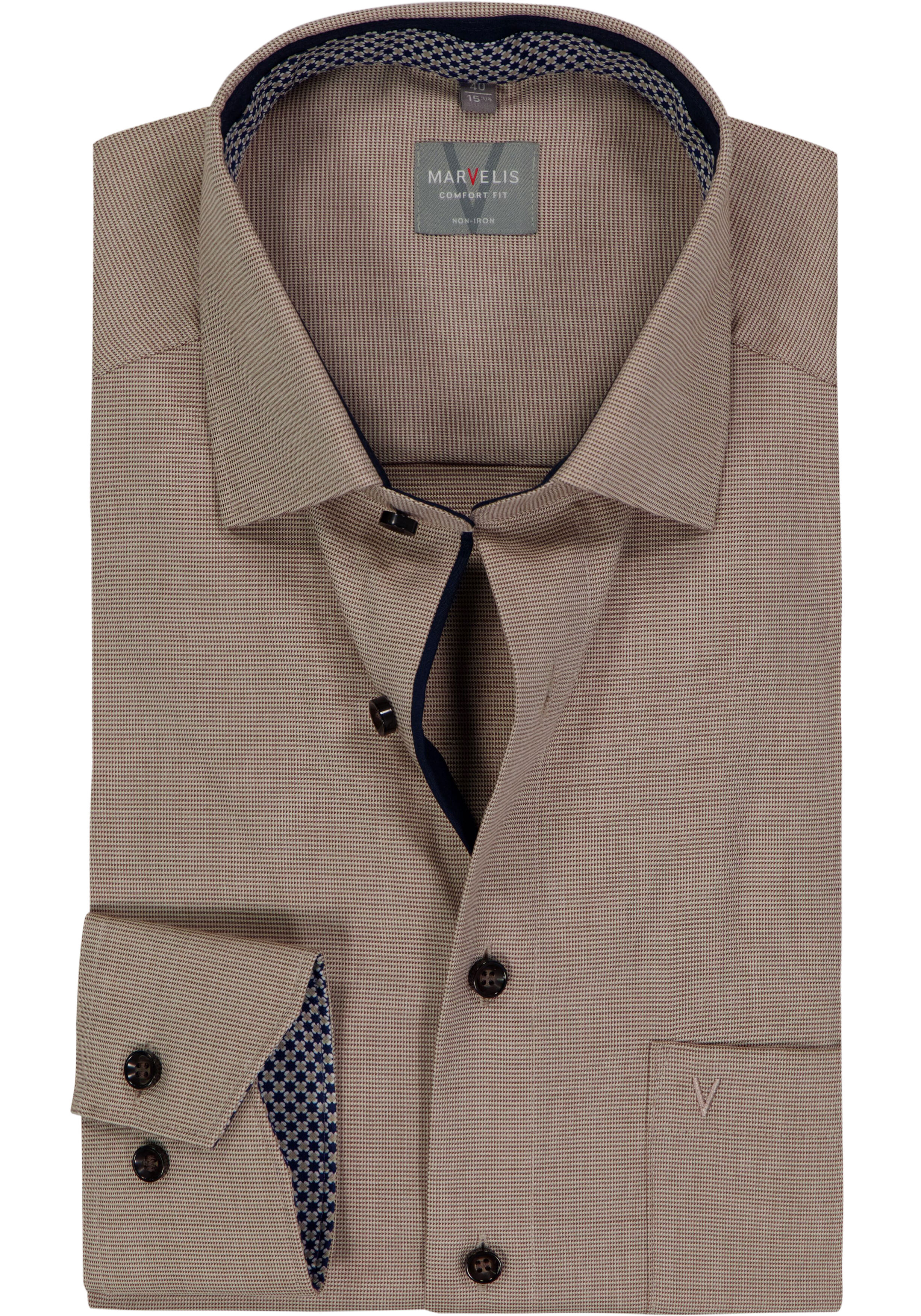 MARVELIS comfort fit overhemd, twill, beige