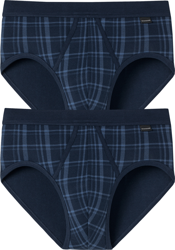 SCHIESSER Original Classics sportslips (2-pack), Feinripp met gulp, donkerblauw geruit SCHIESSER Original Classics sportslips (2-pack), Feinripp met gulp, donkerblauw geruit