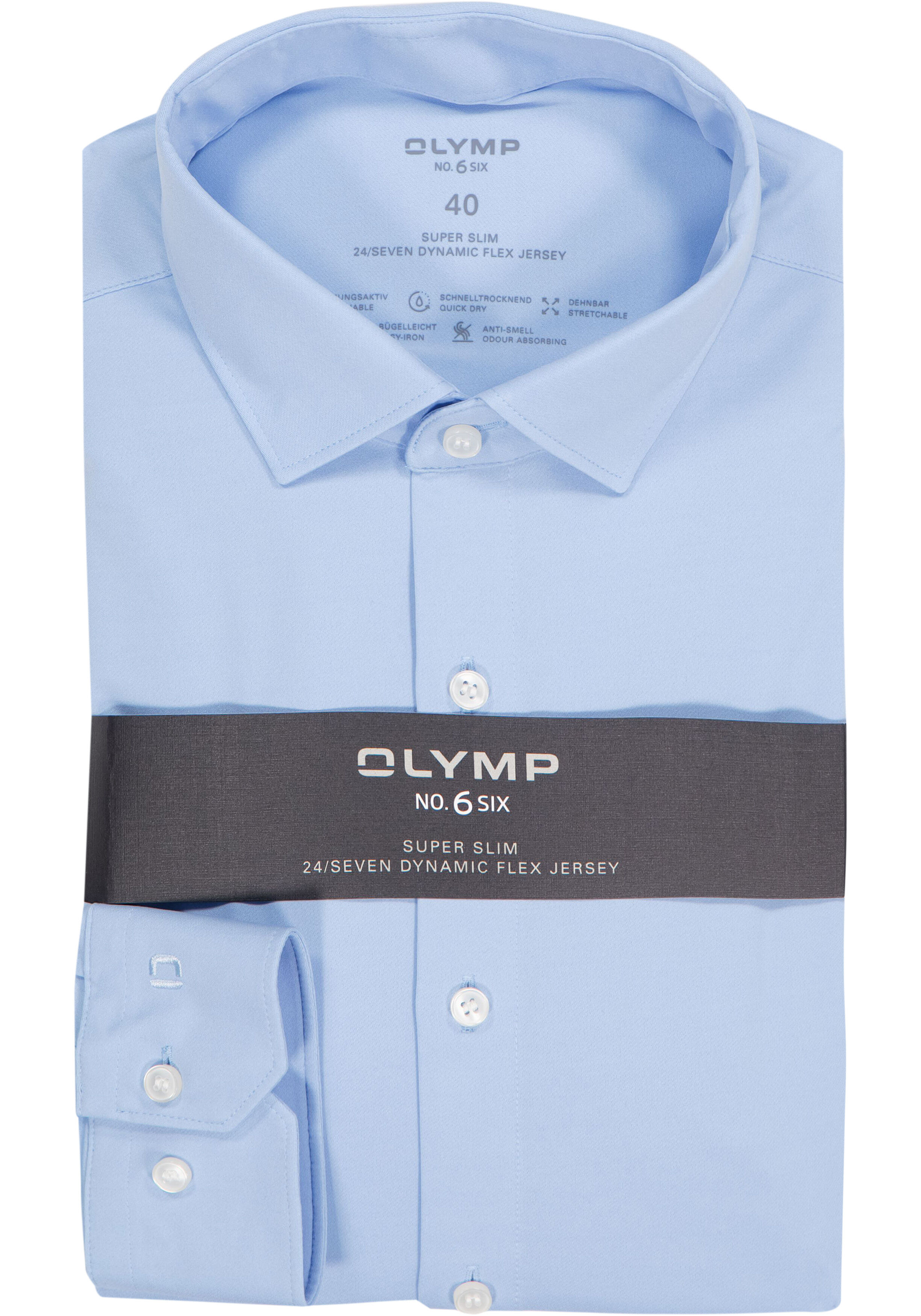 OLYMP 24/7 No. 6 Six super slim fit overhemd, tricot, lichtblauw