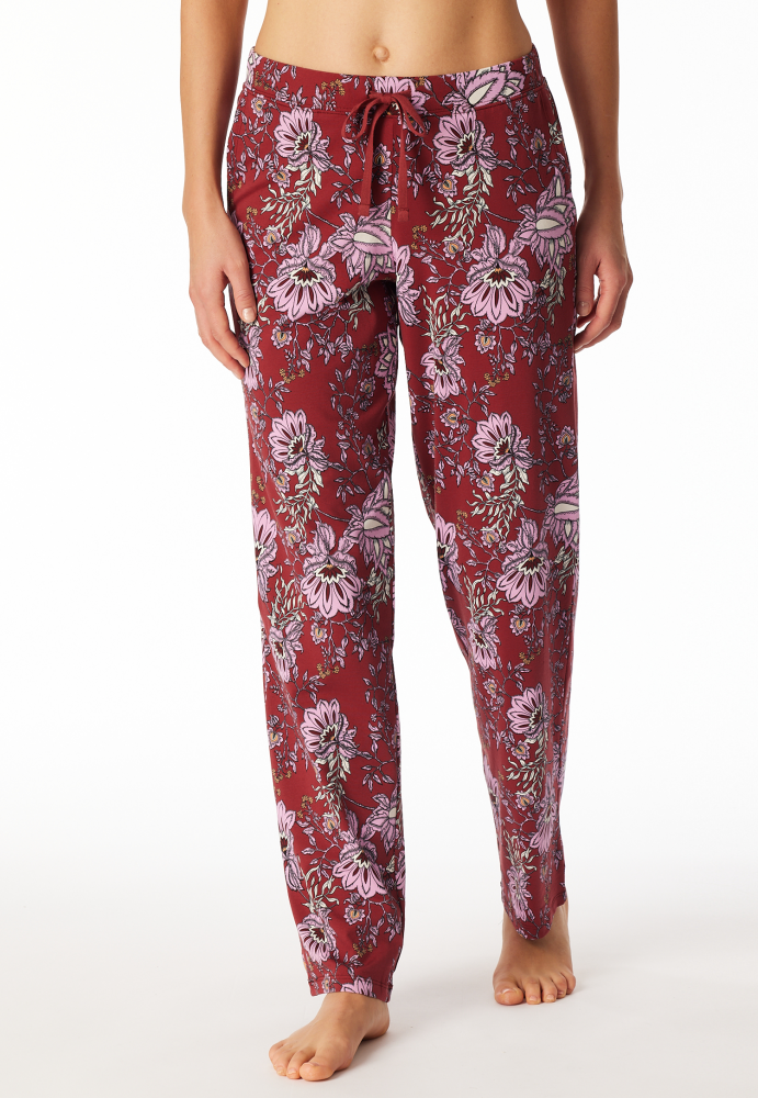 SCHIESSER dames Mix+Relax Pantalon, dames loungebroek, donkerrood dessin
