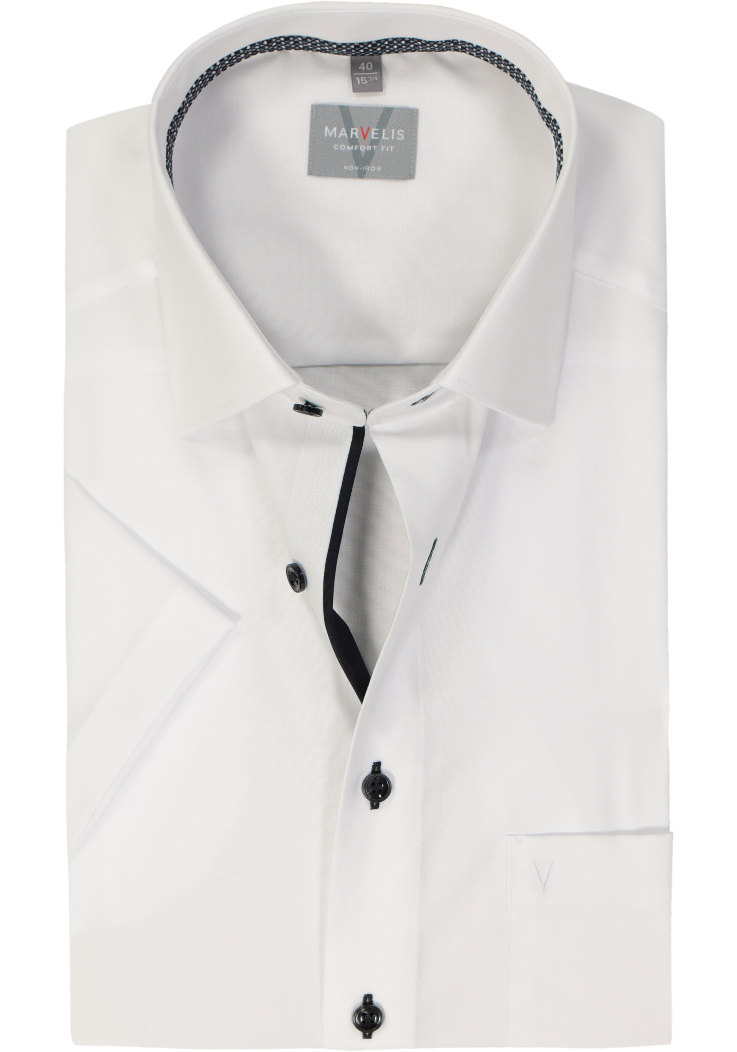 MARVELIS comfort fit overhemd, korte mouw, popeline, donkerblauw