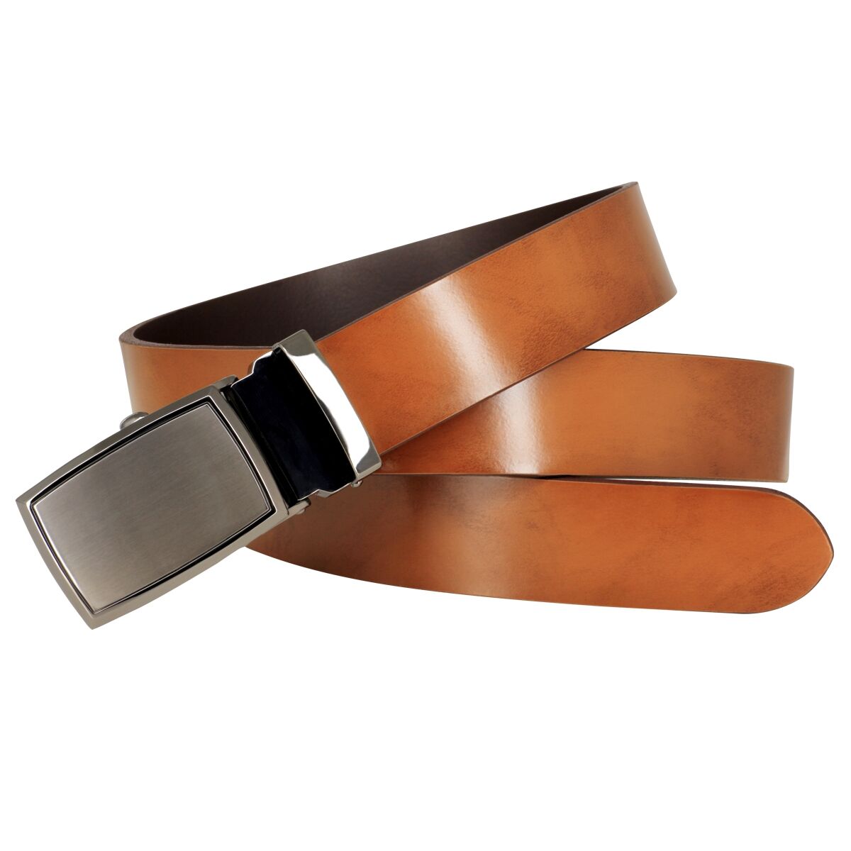 LINDENMANN leren heren riem, cognac