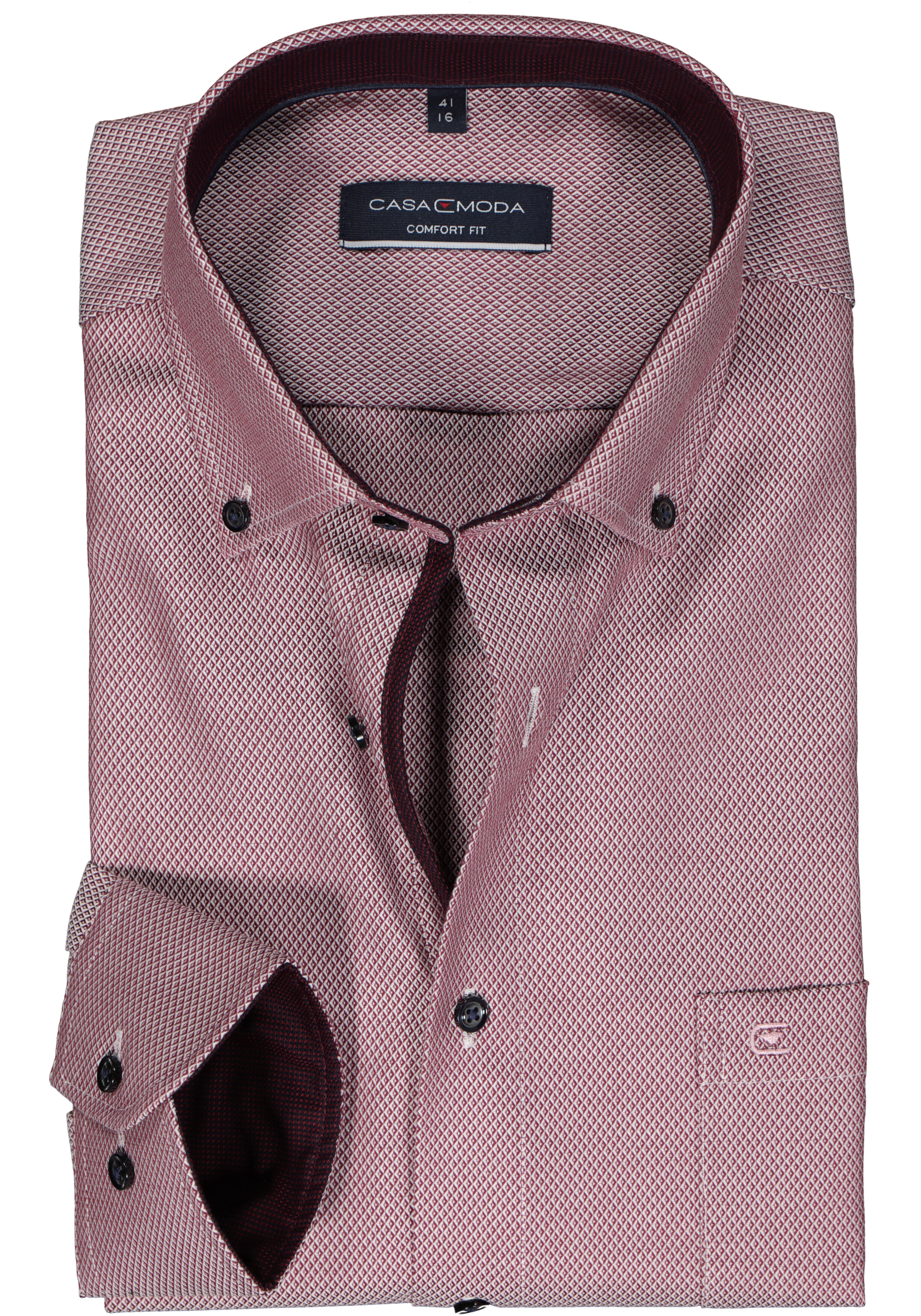 CASA MODA comfort fit overhemd, dobby, rood