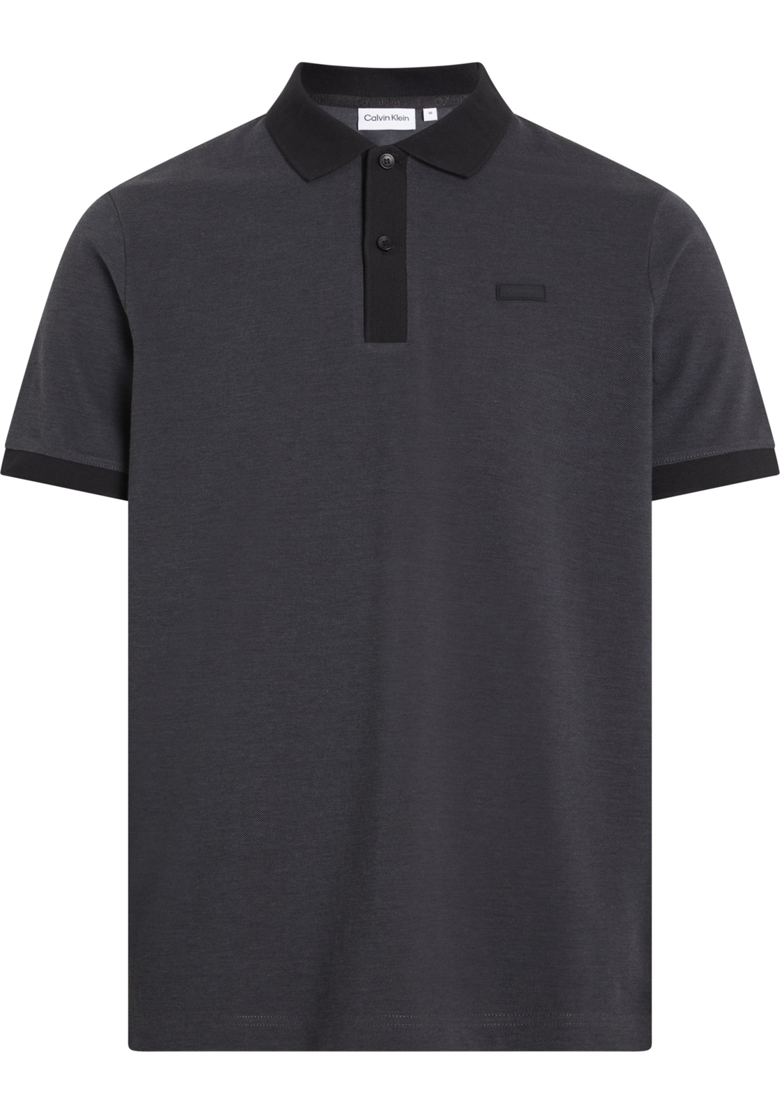 1-8720109273892-calvin_klein-polo-V24_HR Calvin Klein Two Tone Micro Structure Slim Polo, heren poloshirt, antraciet grijs melange