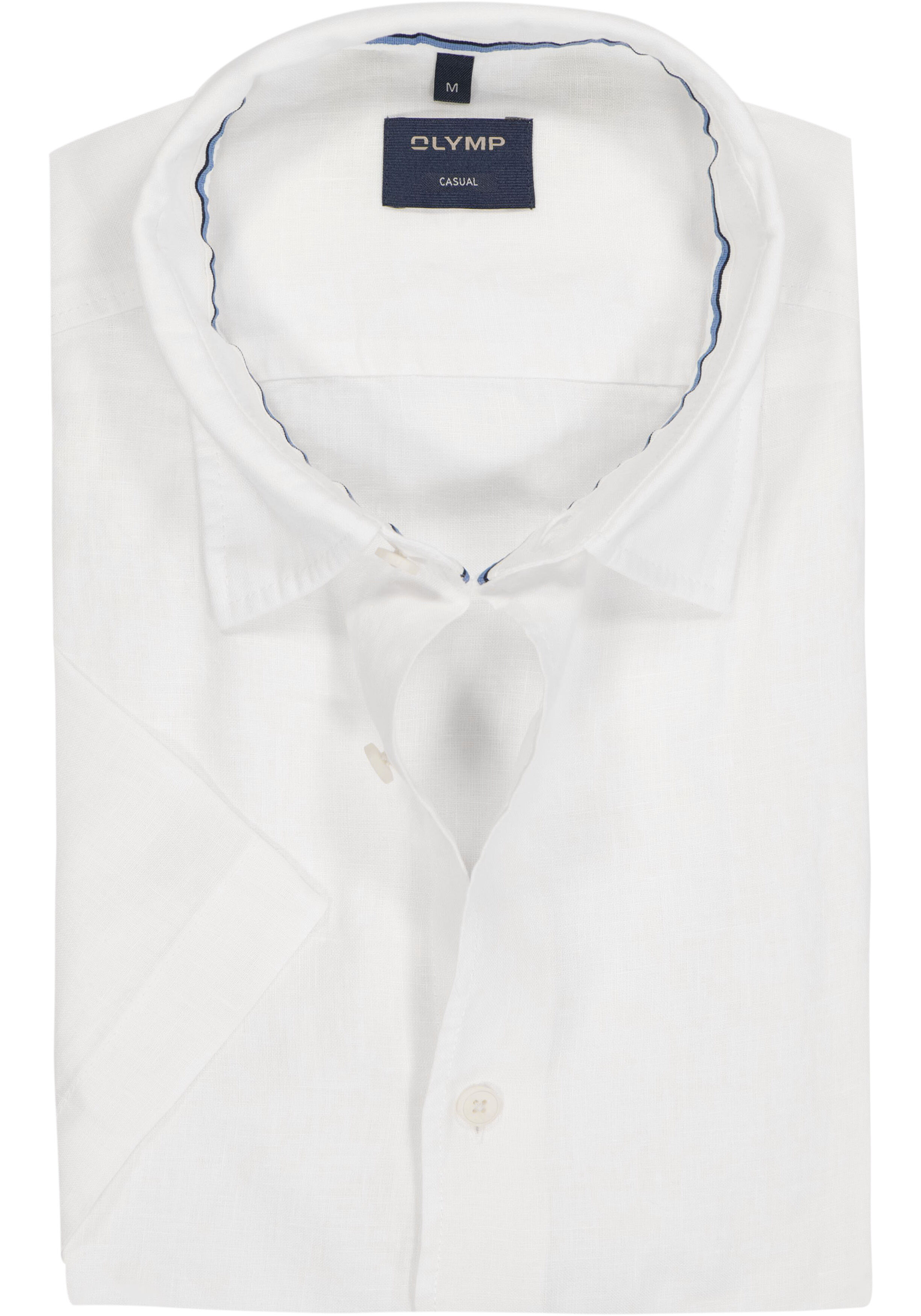 OLYMP Casual regular fit overhemd, korte mouw, structuur, wit