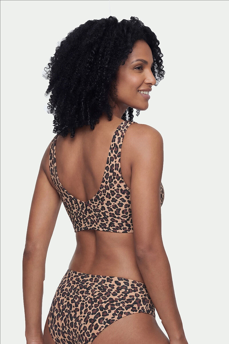 Mey dames bustier Invisibles Print, voorgevormde beugelloze bralette, luipaard beige met bruin en zwart