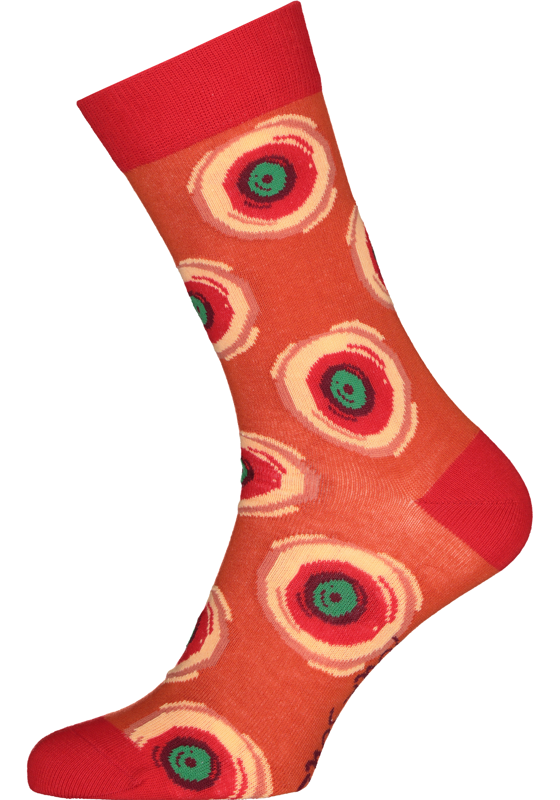 Spiri Socks The All Seeing Eye, unisex sokken, oranje, groen en rood Spiri Socks The All Seeing Eye, unisex sokken, oranje, groen en rood
