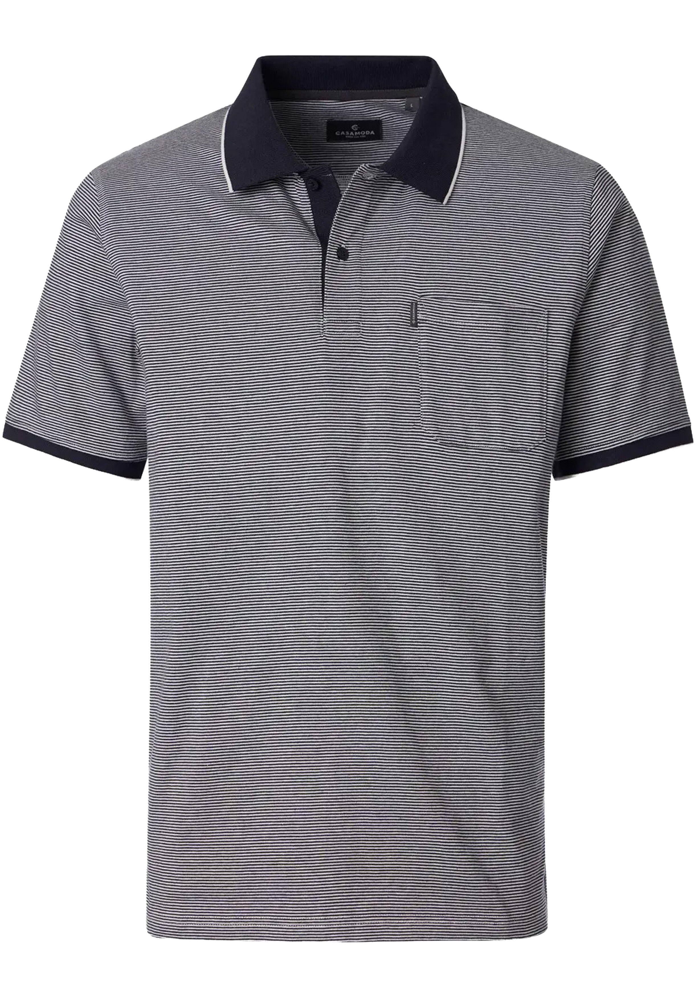 CASA MODA comfort fit heren polo, blauw dessin