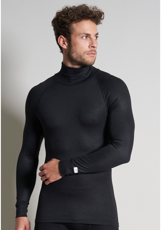 Ceceba heren thermo shirt lange mouw met col (1-pack), zwart Ceceba heren thermo shirt lange mouw met col (1-pack), zwart