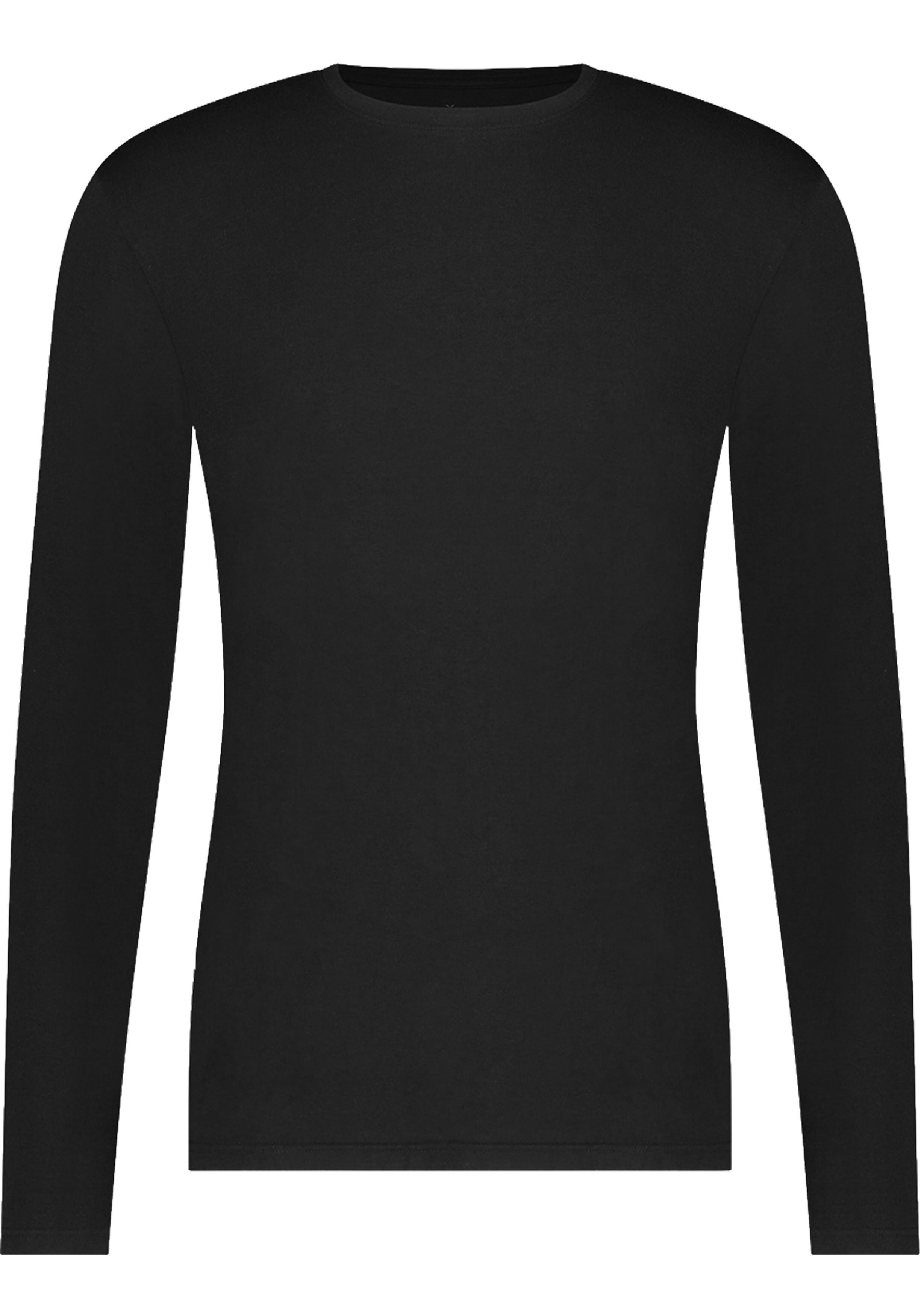 Bamboo Basics Tyson round neck longsleeve, heren thermo T-shirt, zwart