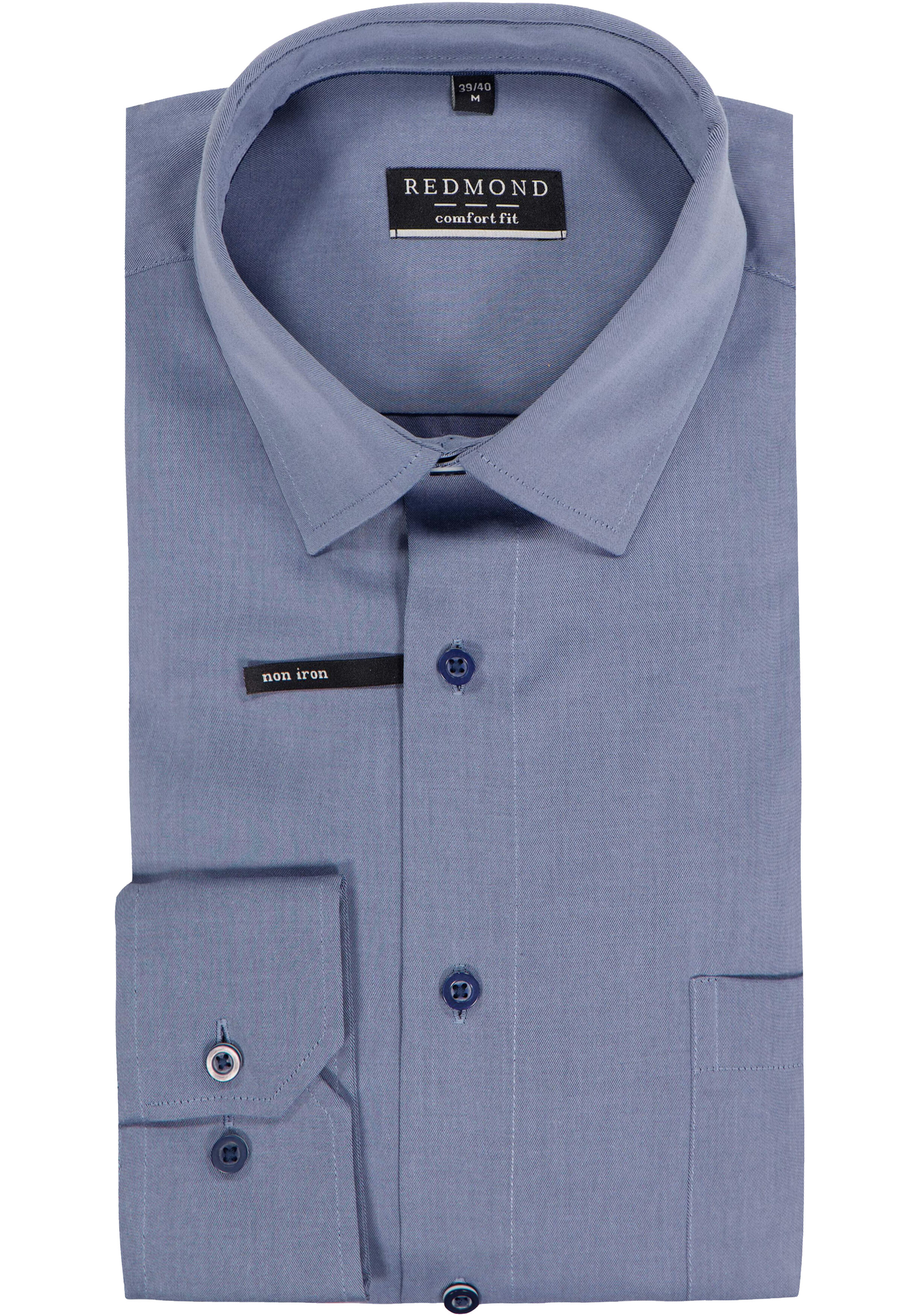 Redmond comfort fit overhemd, popeline, blauw