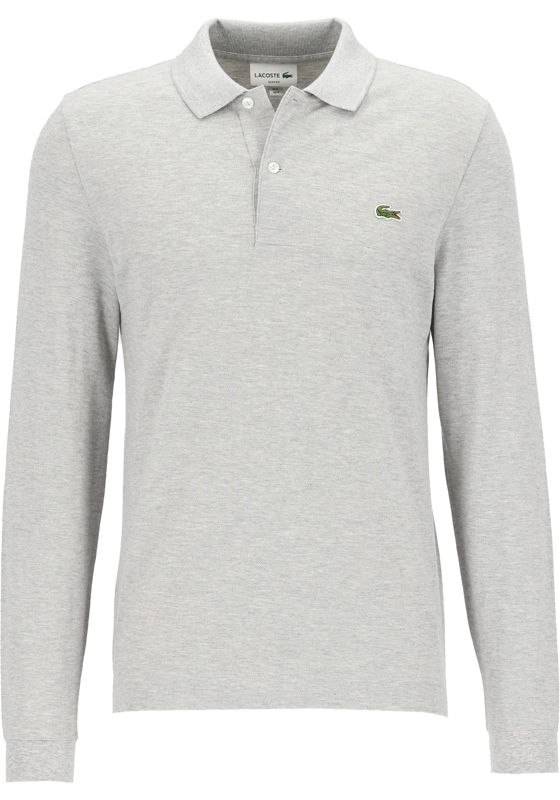 Lacoste Slim Fit polo lange mouw, lichtgrijs melange Lacoste Slim Fit polo lange mouw, lichtgrijs melange