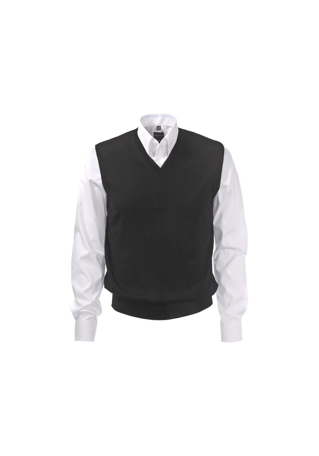 Olymp_heren_trui_zwart OLYMP modern fit spencer wol, V-hals, zwart