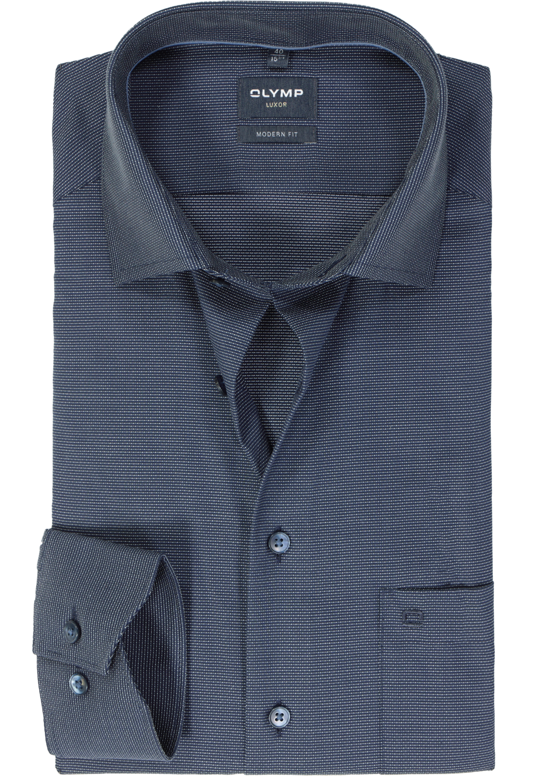 OLYMP modern fit overhemd, structuur, marine blauw OLYMP modern fit overhemd, structuur, marine blauw