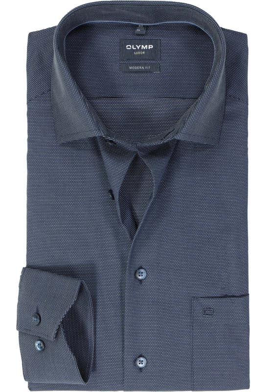 OLYMP modern fit overhemd, structuur, marine blauw OLYMP modern fit overhemd, structuur, marine blauw