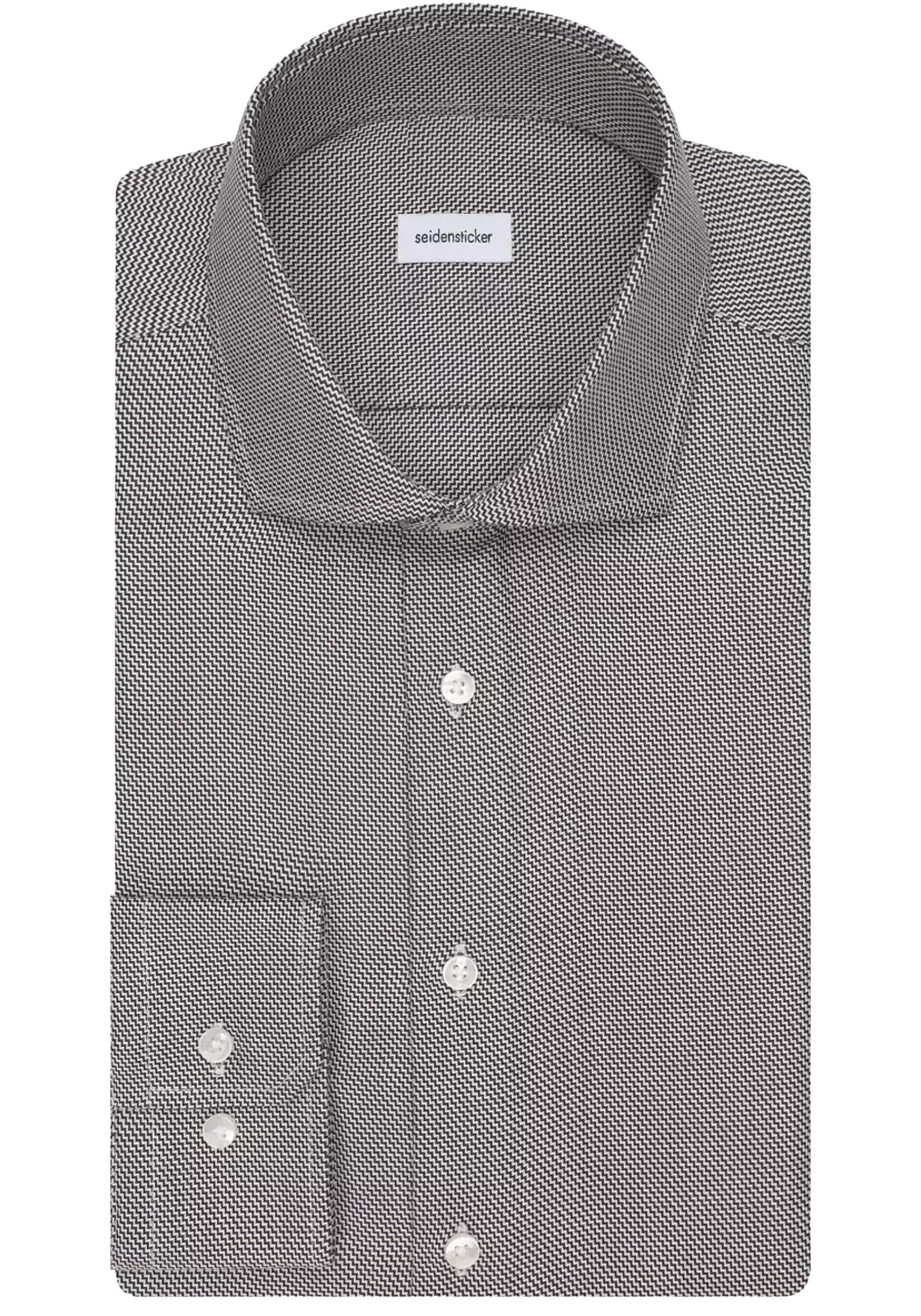 Seidensticker slim fit overhemd, structuur, bruin